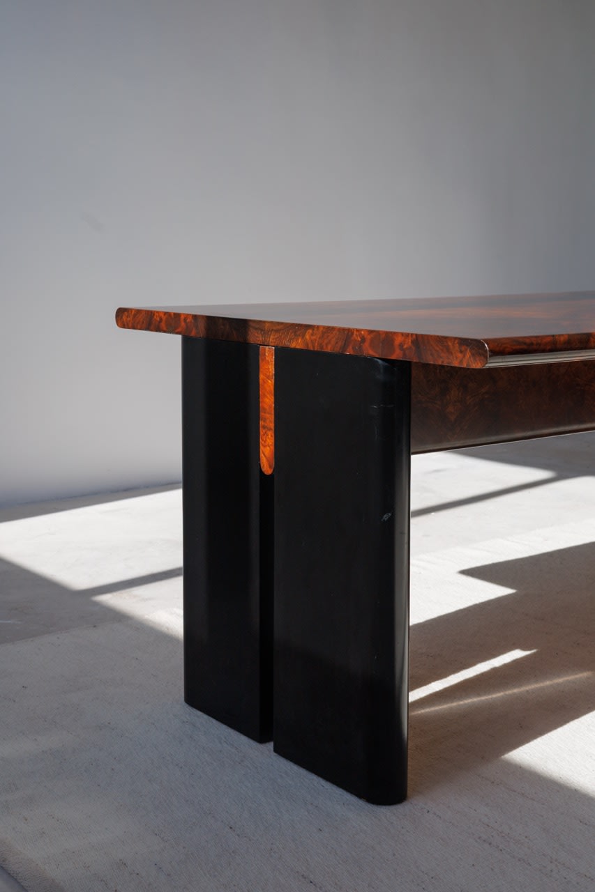 Executive Burlwood Desk and small cabinet 1980s — in context