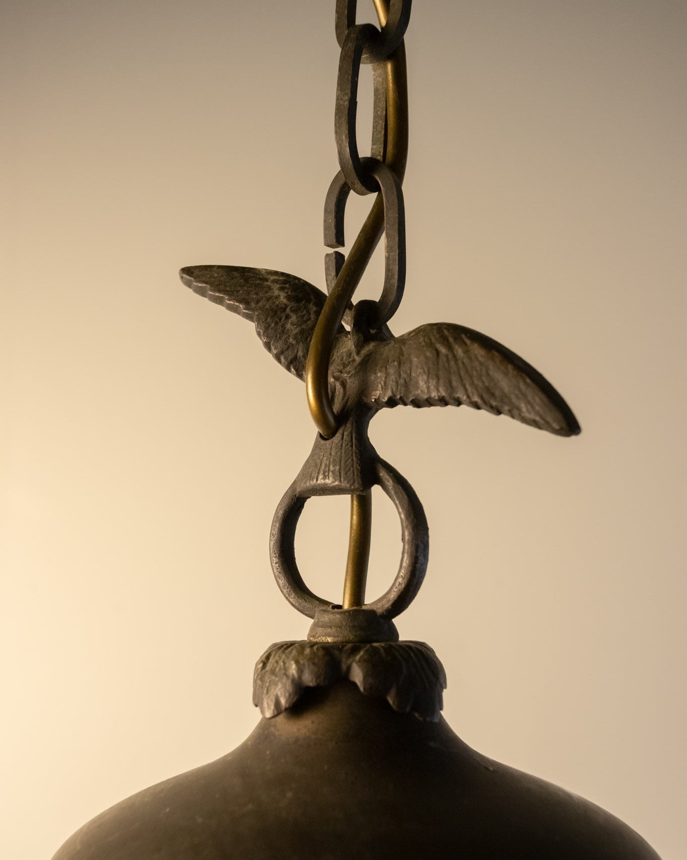 Flemish Patinated Brass Ceiling Lantern - Belgium C.1920