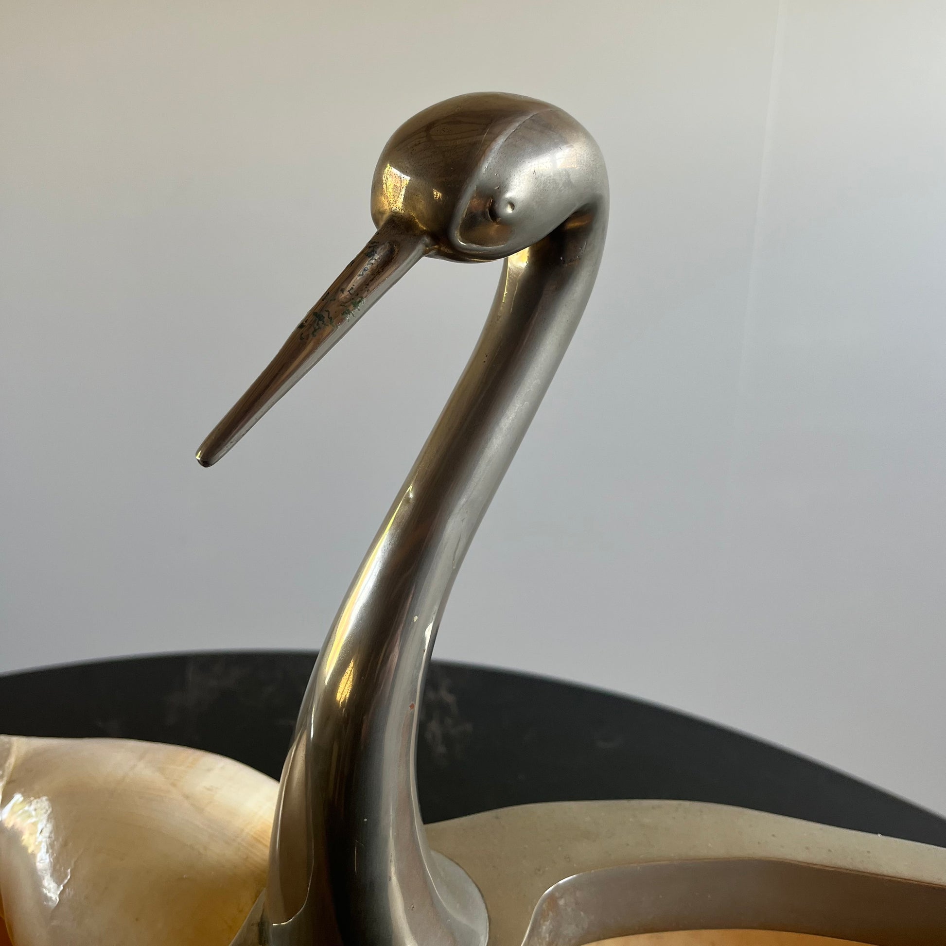 Shell Swan Centrepiece, attr. Gabriella Binazzi, Italy c.1970 — detail view