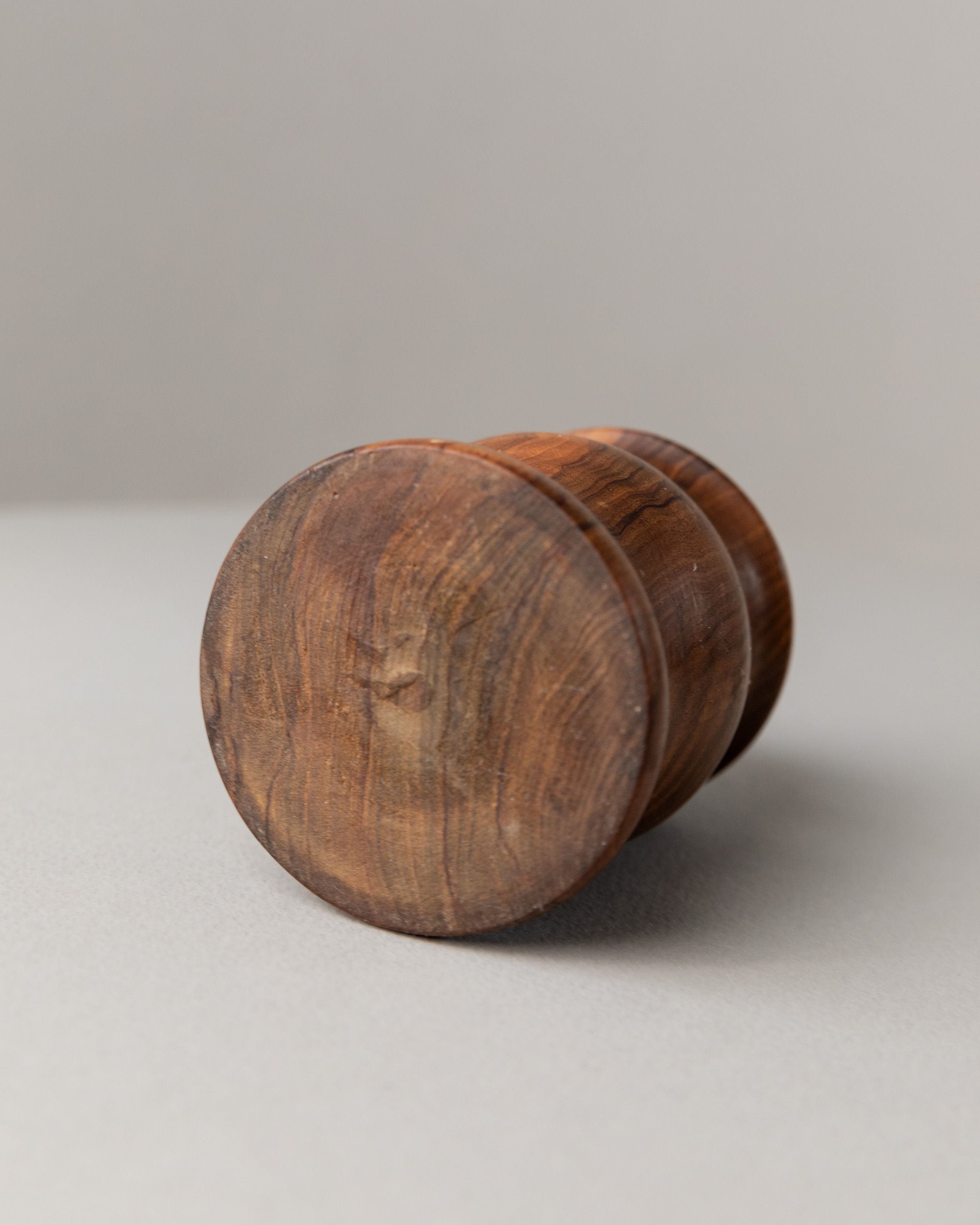 Curved Wooden Table Lighter, Italy 1960s — angled view of handcrafted wooden base