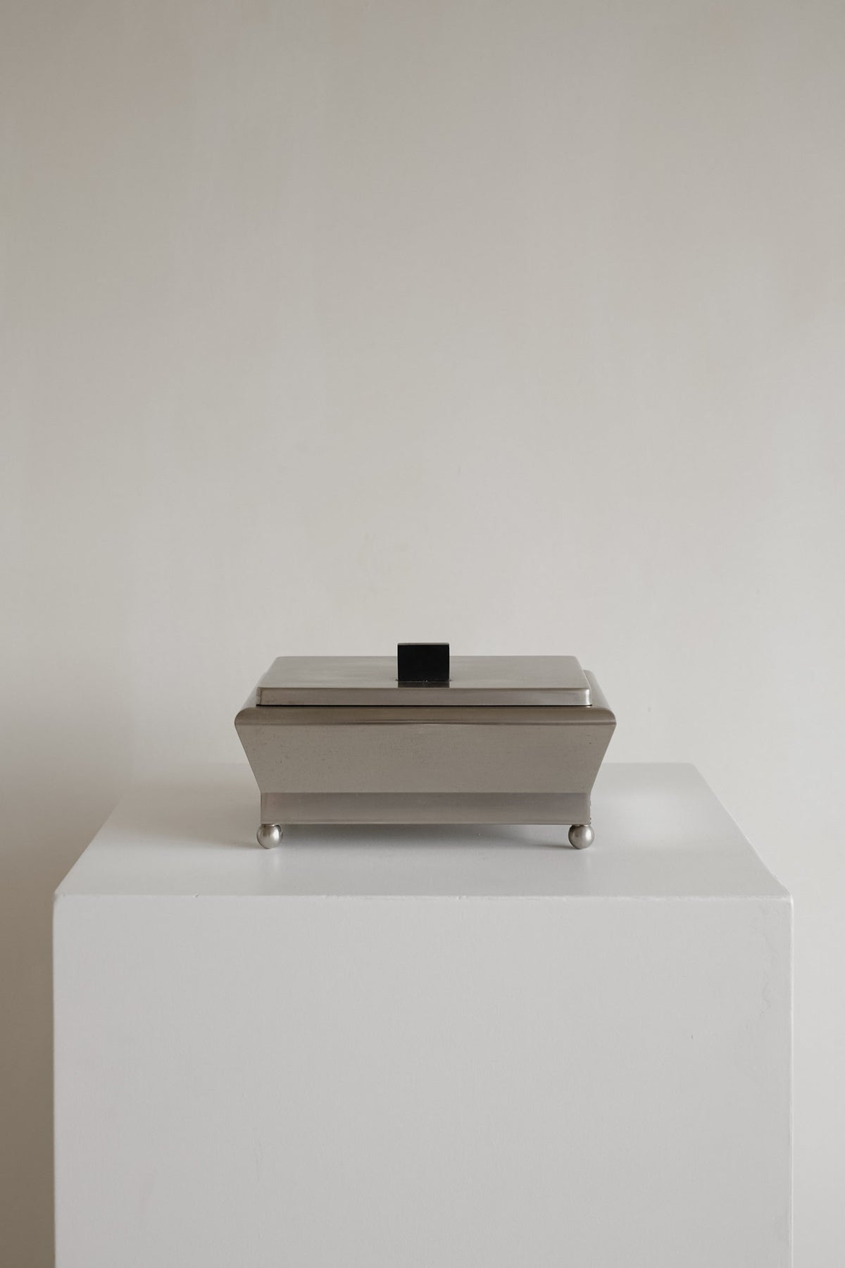 Art Deco Stainless Steel Box, 1930s — detail view
