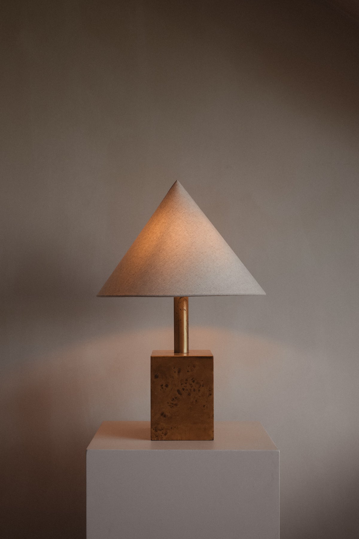 Modern Burl Wood Table Lamp — alternate view