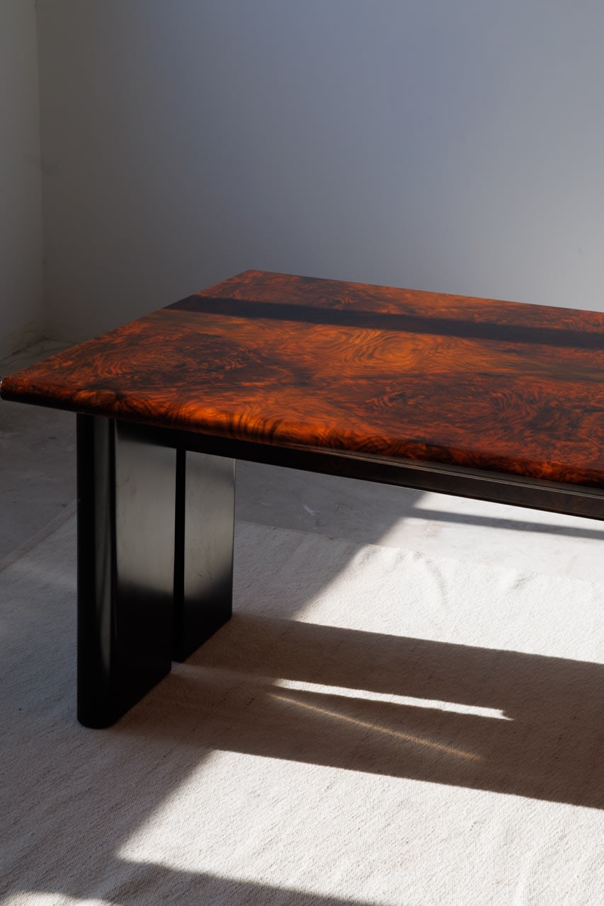 Executive Burlwood Desk and small cabinet 1980s — alternate view