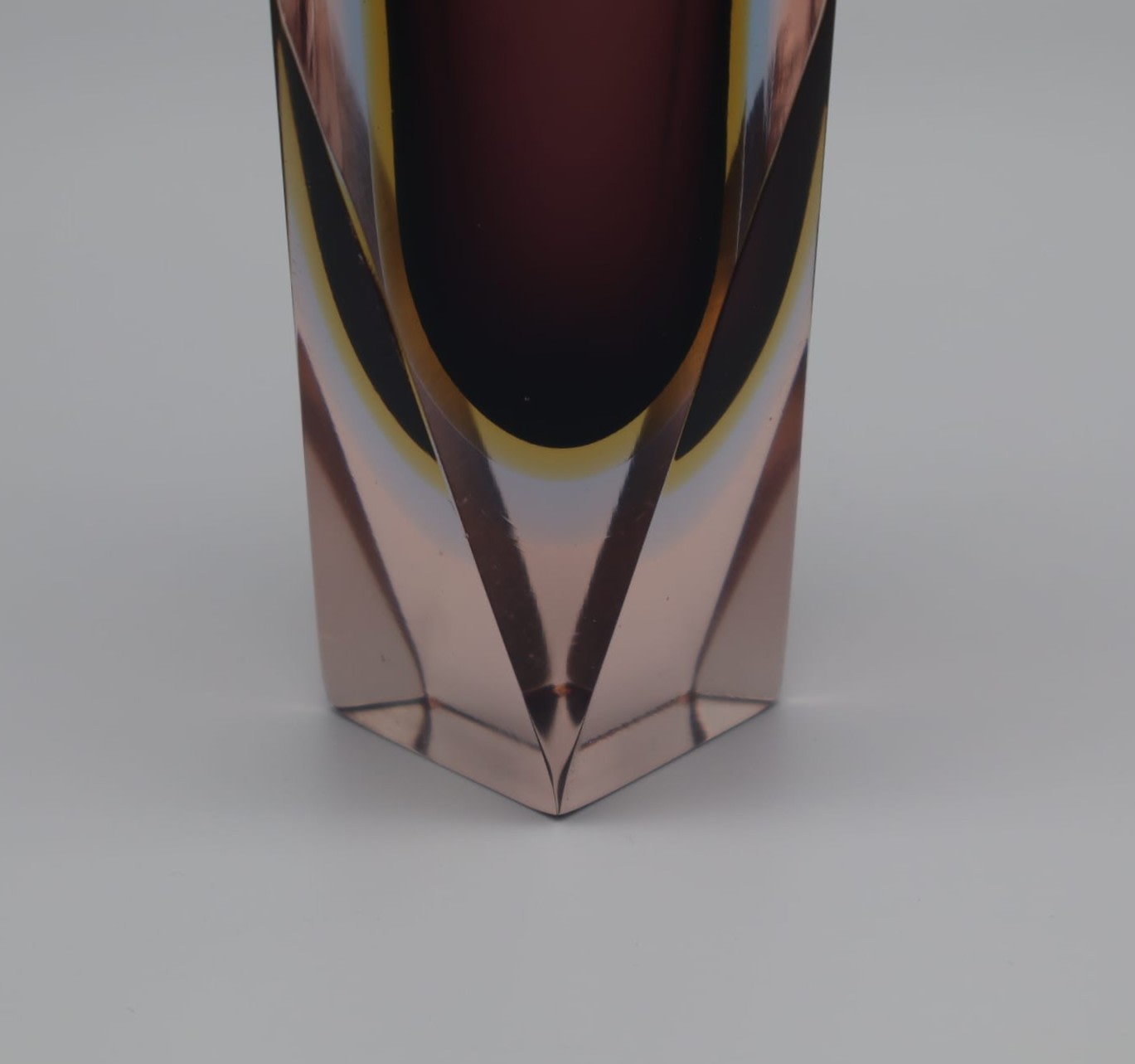 Murano Sommerso Vase by Flavio Poli for seguso, 1960s — top view highlighting layered glass colors