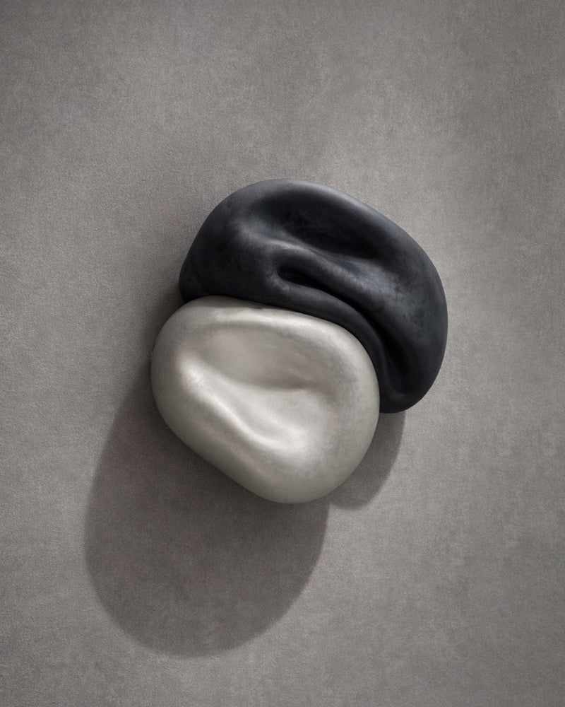 Nacre IX' Sculpture by HOMA | The Oblist — ceramic, black and white