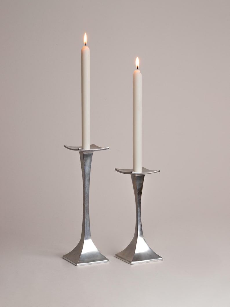 Vintage Pair of Aluminum Candle Holders – Space Age Design, 1980s by Studio Ecubed | The Oblist