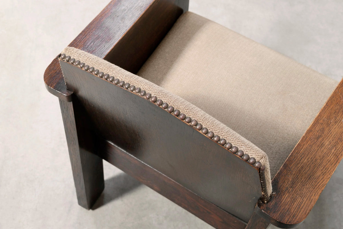 Pair of Hague School Oak Armchairs, Netherlands, 1920s — alternate view