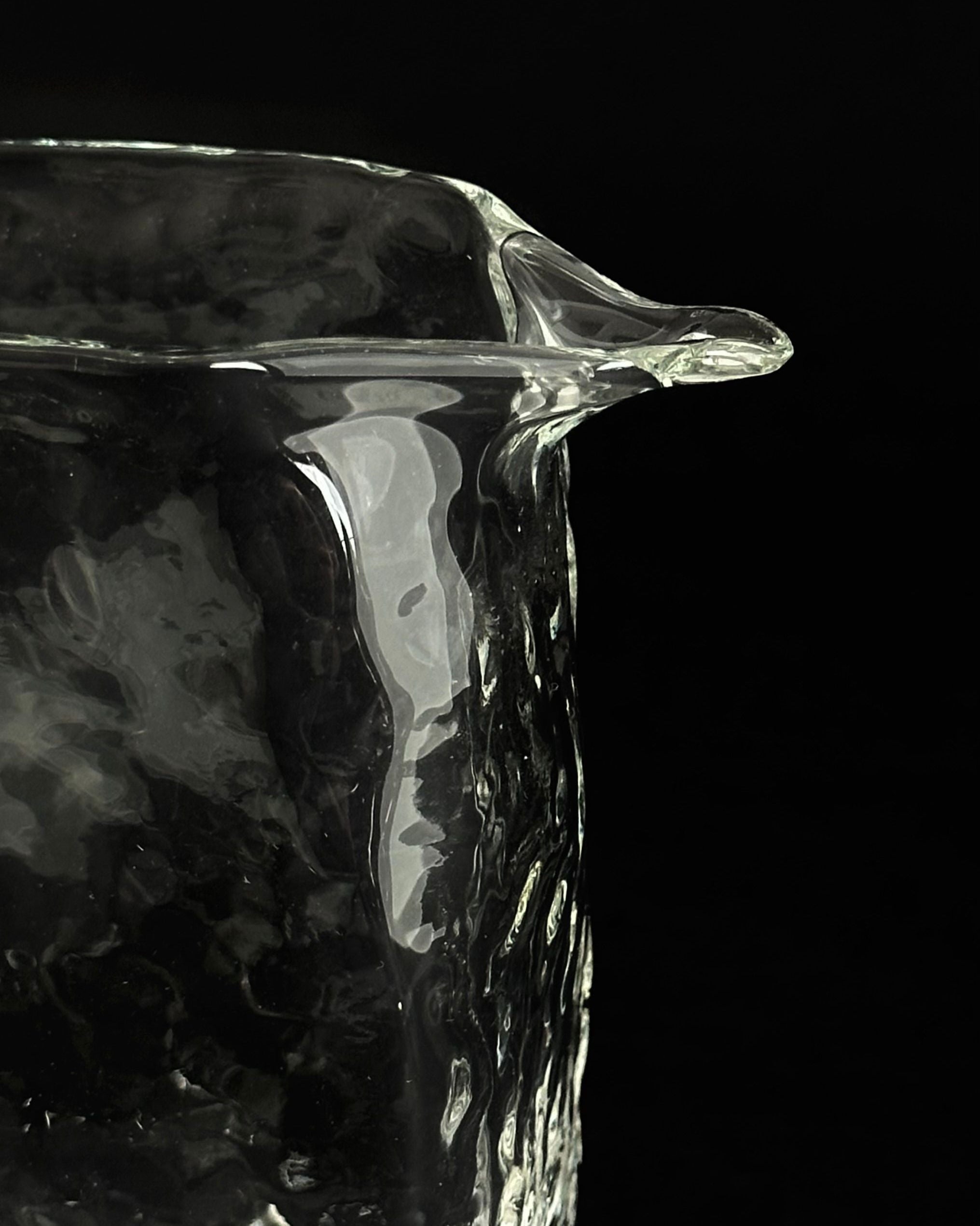 'DELIRIUM' small glass pitcher — side angle