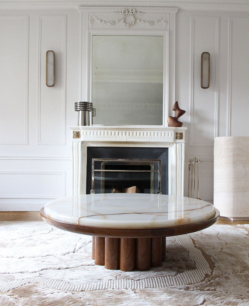 Edoni Wood and Shell Onyx Coffee Table — detail view