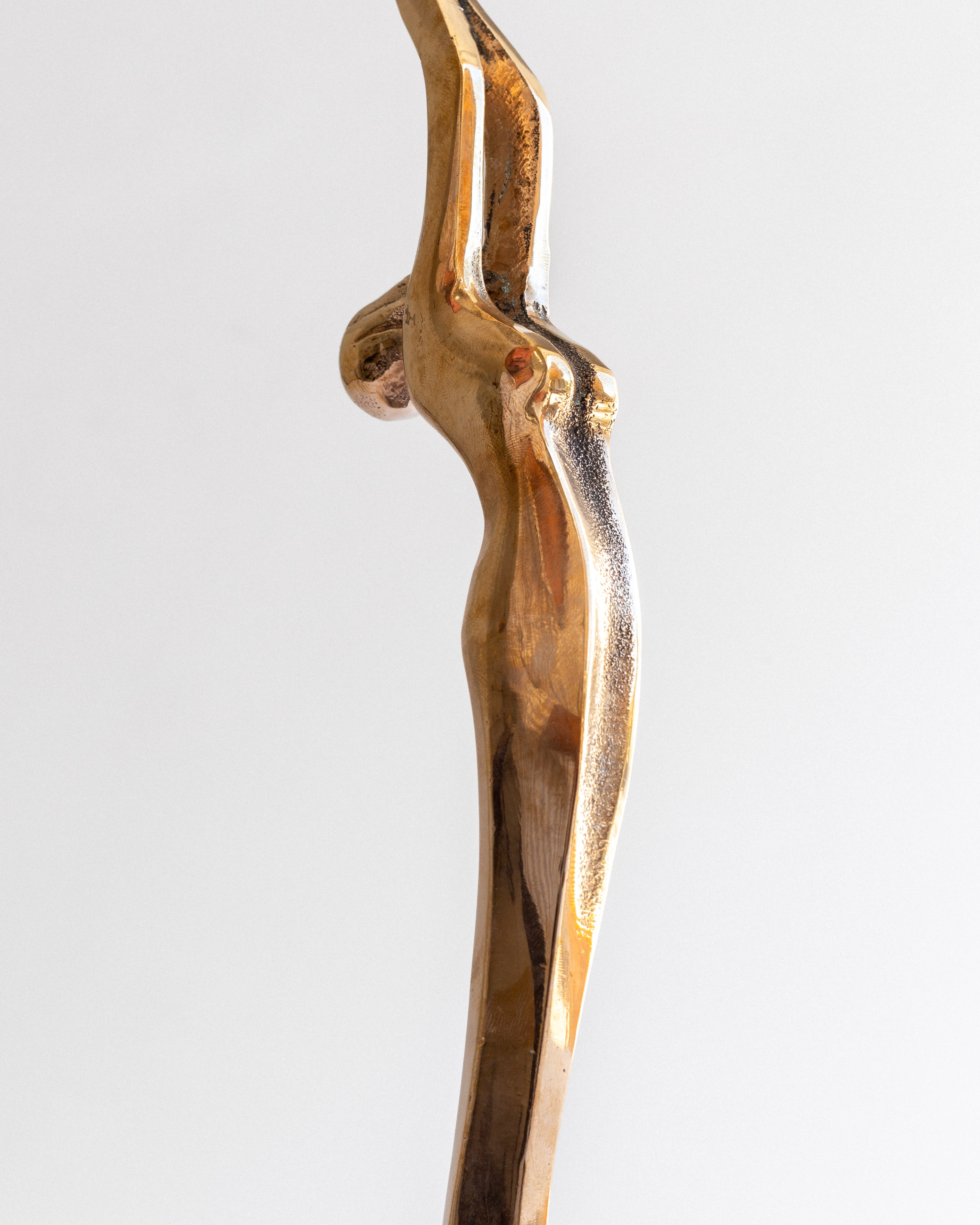 Art Deco Revival Bronze and Marble Sculpture, Signed, 1980s — close-up