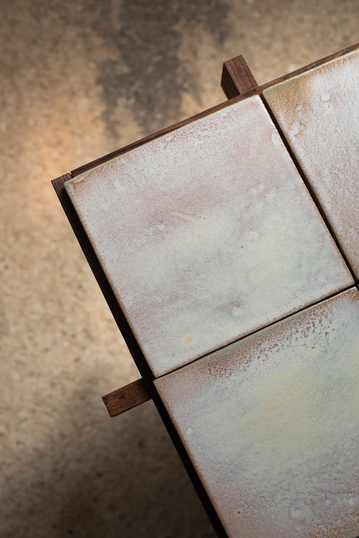 Wabi Sabi Coffee Table in Wood & Clay - Ivory White Edition — detail view