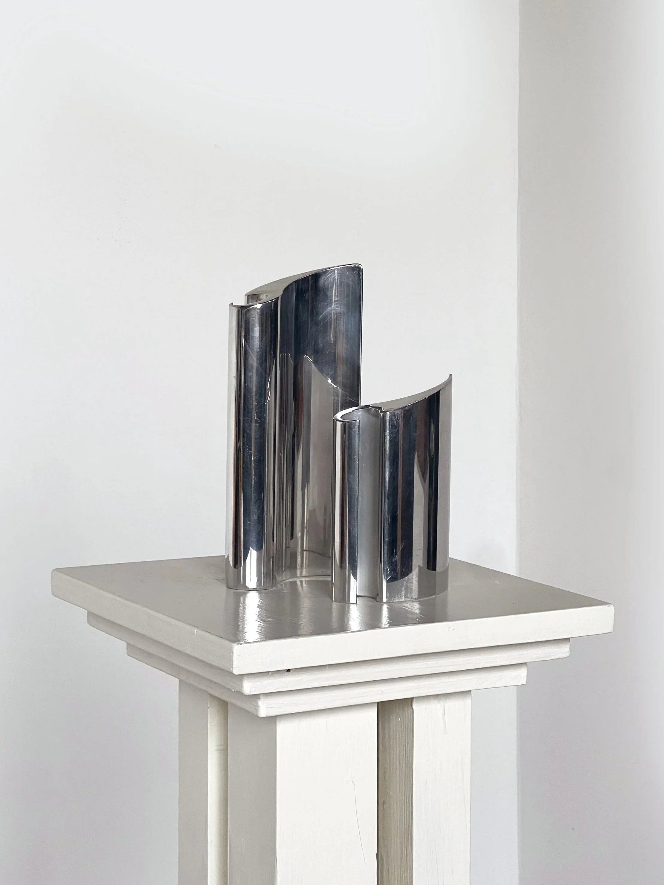 Curved Polished Sculpture Pair by Porter Studio | The Oblist — polished metal finish