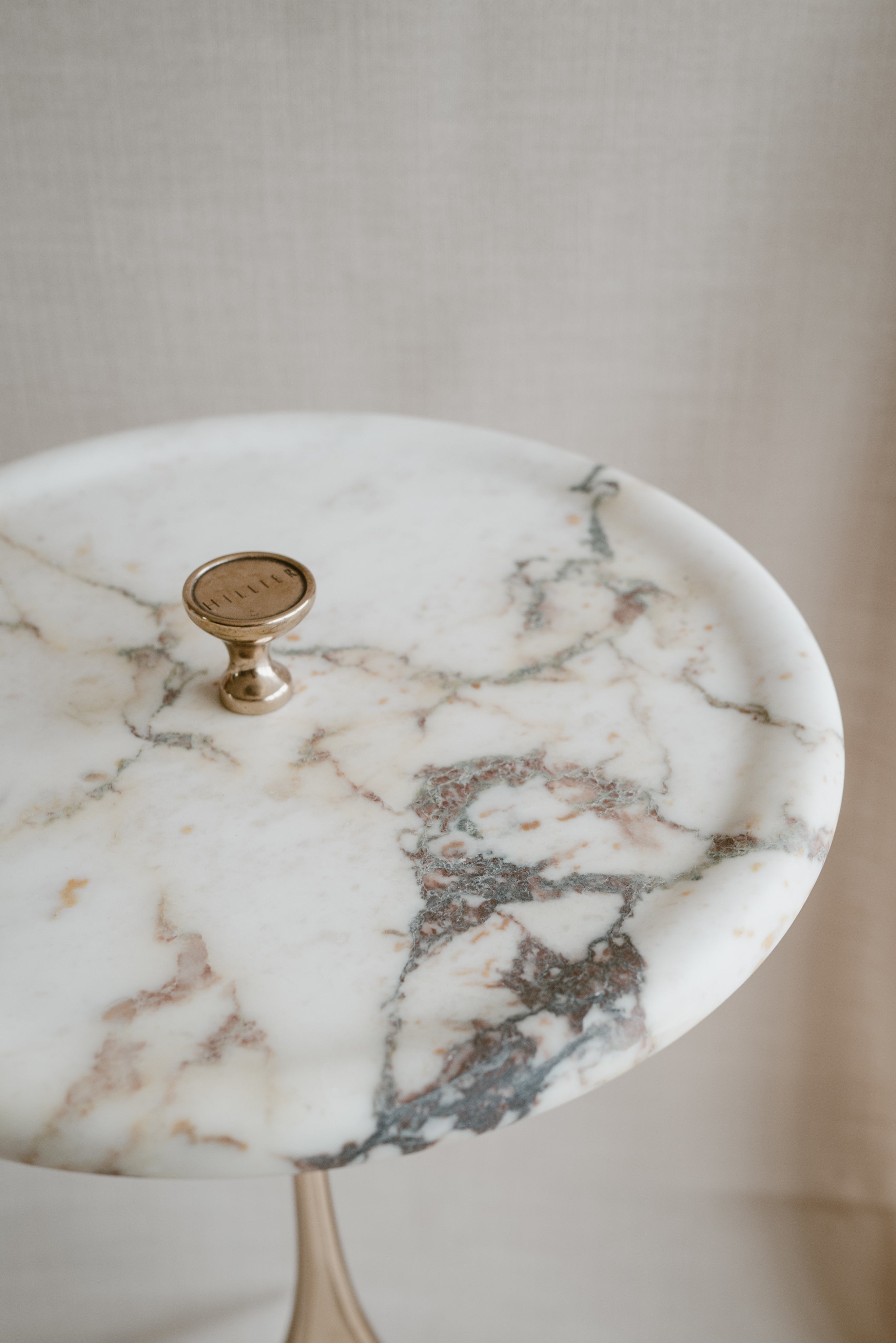Cabriole Side Table in Marble and Bronze — detail view