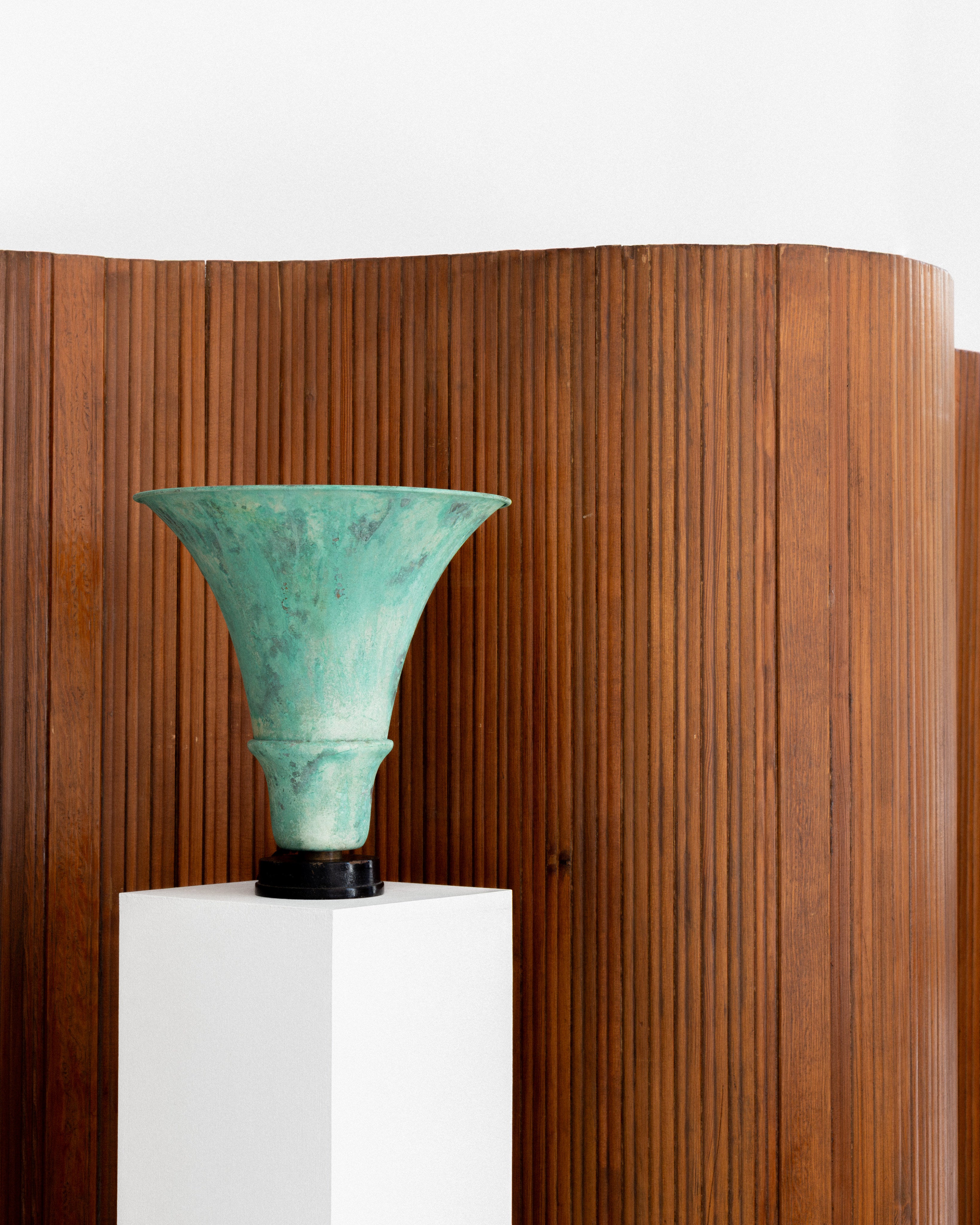 Art Deco Uplighter with Verdigris Patina, 1930s — detail view