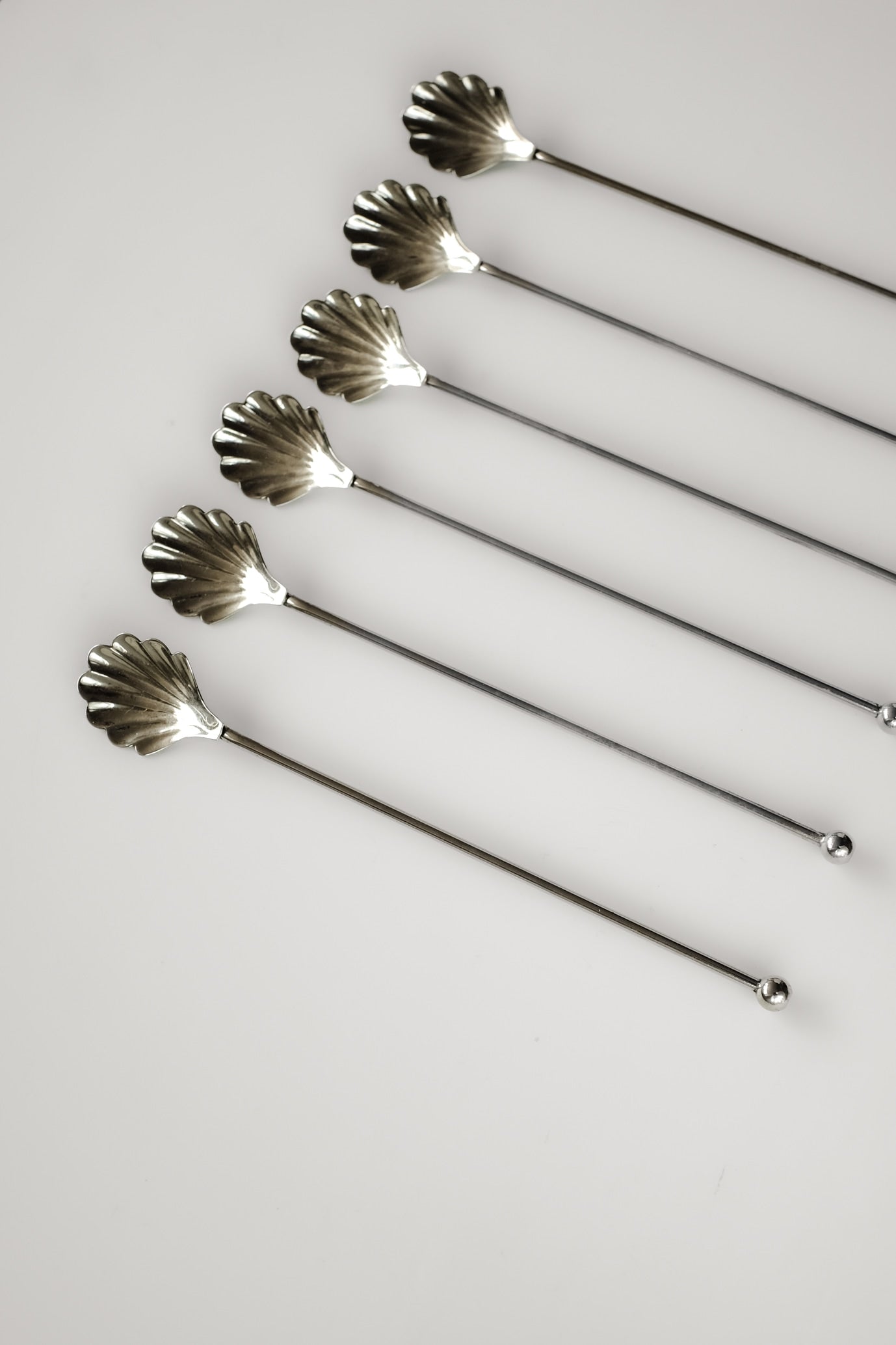Silver-Plated Shell Cocktail Spoons — detail view