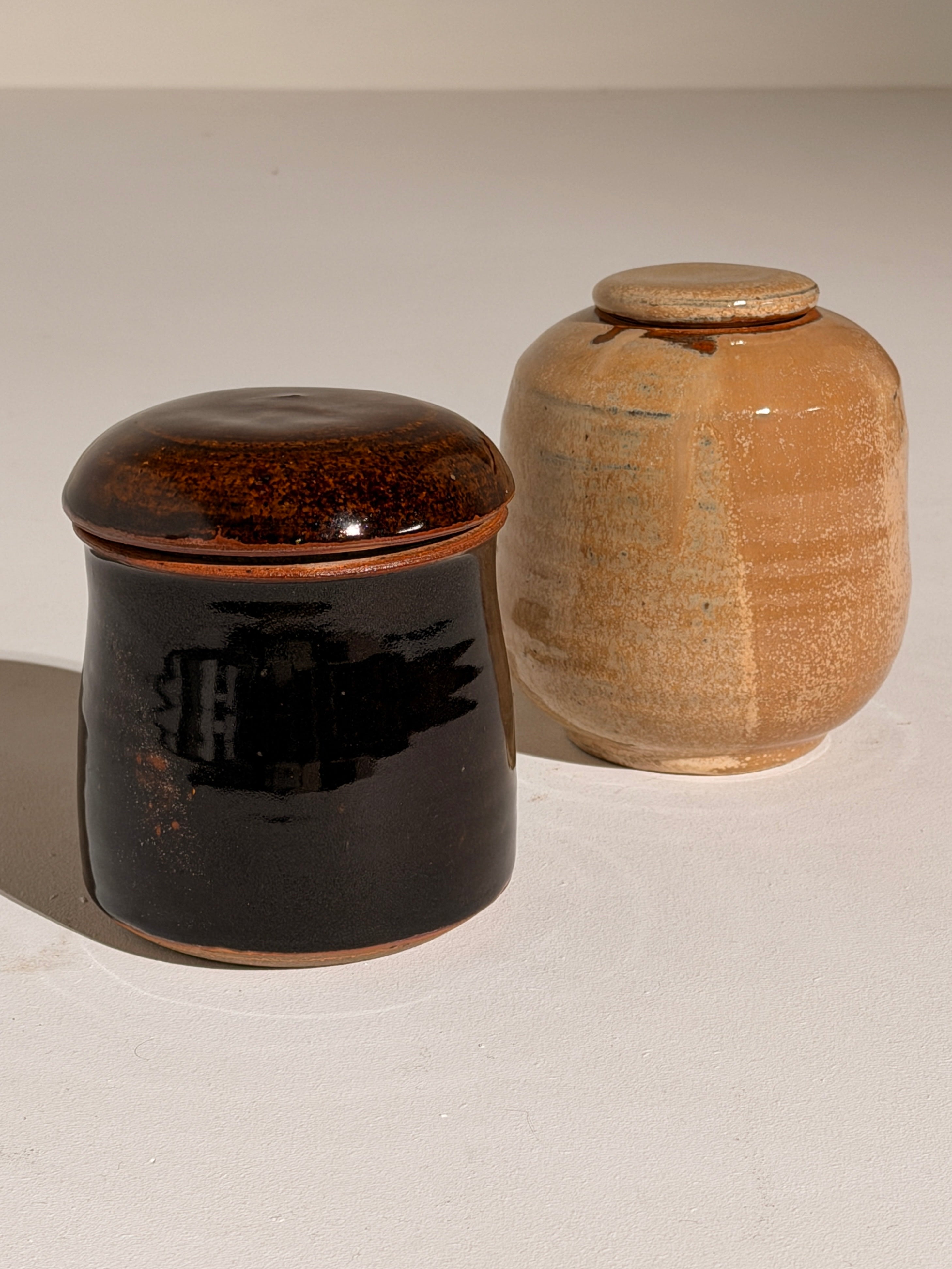 Lidded Stoneware Pot, France, circa 1960–1970 — close-up of textured ceramic surface