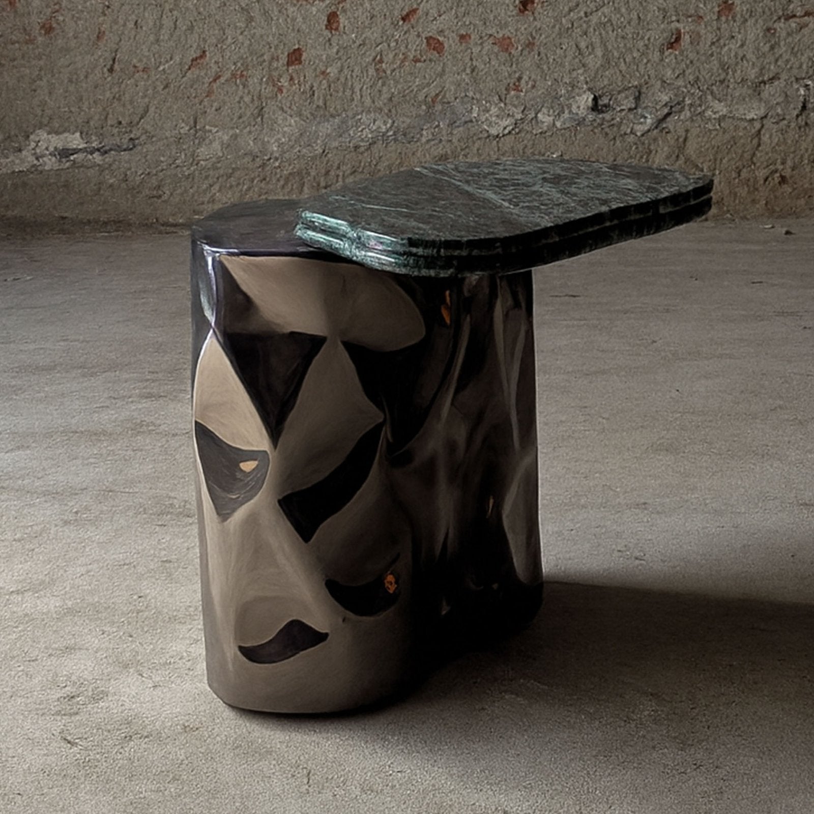 Steel and Stone Side Table - Colgada Series by Nitush Aroosh — lifestyle setting