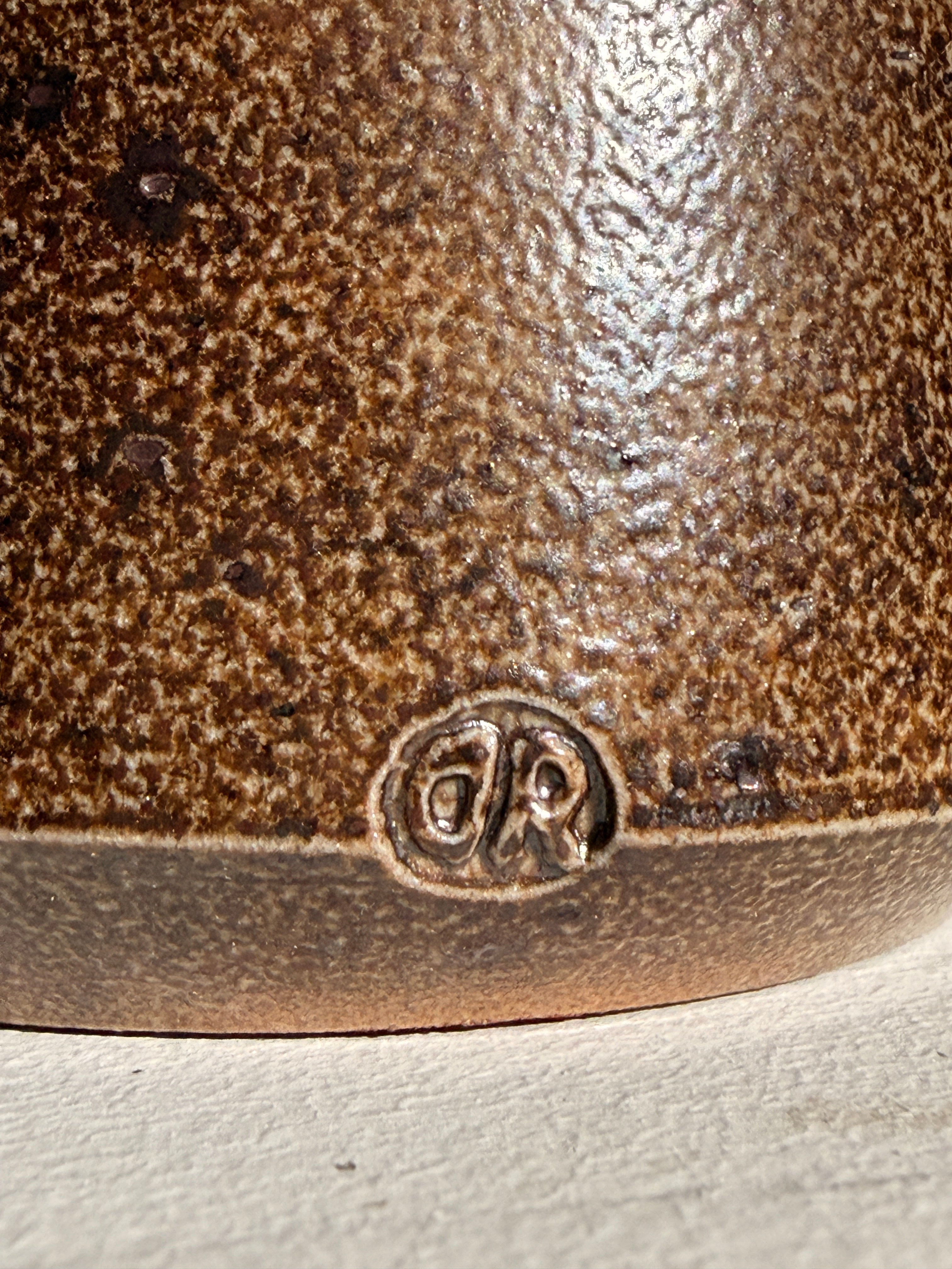 Conical stoneware vase, France, circa 1960 — close-up