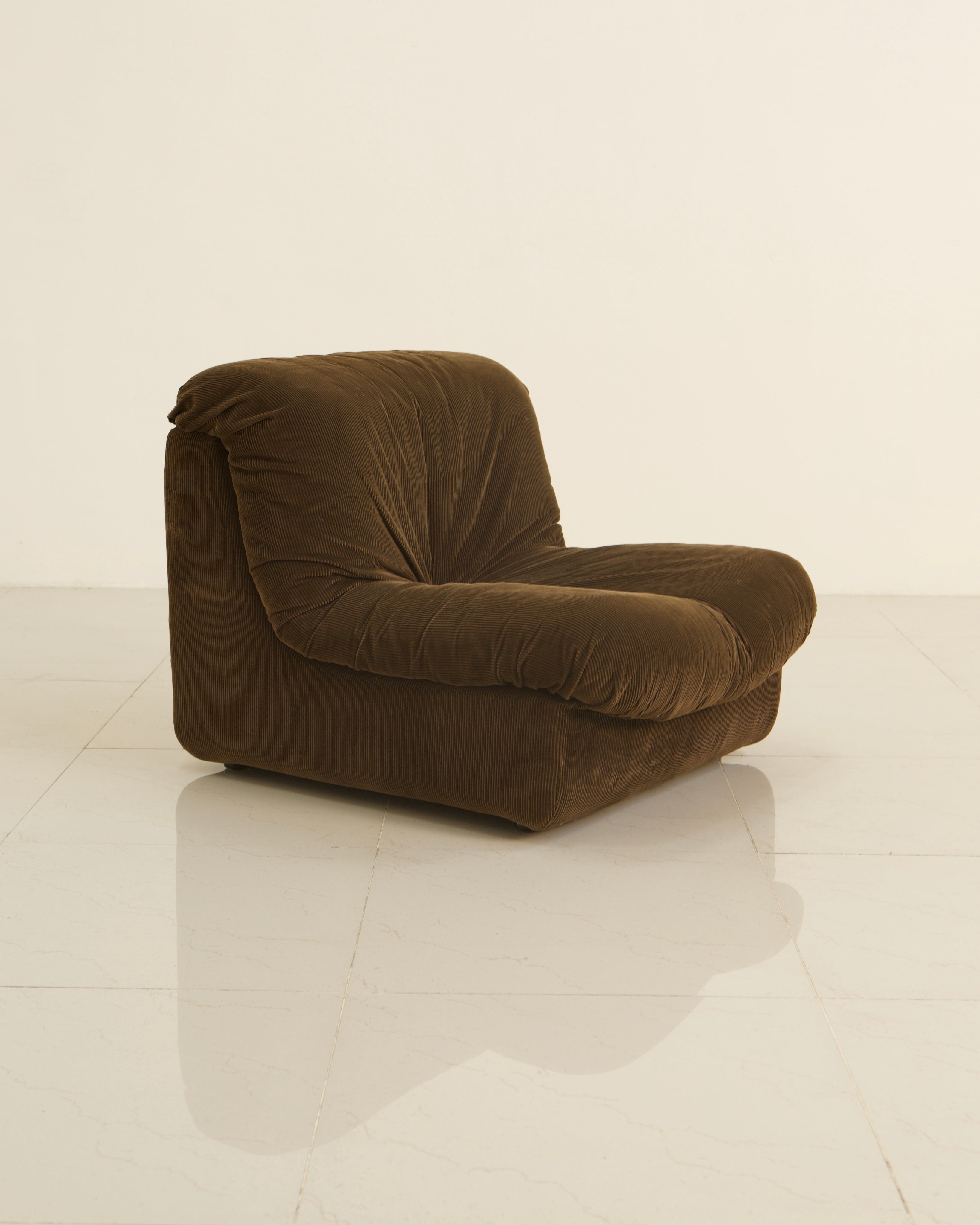 Brown corduroy modular sofa chair by Stilgamma 1970s vintage