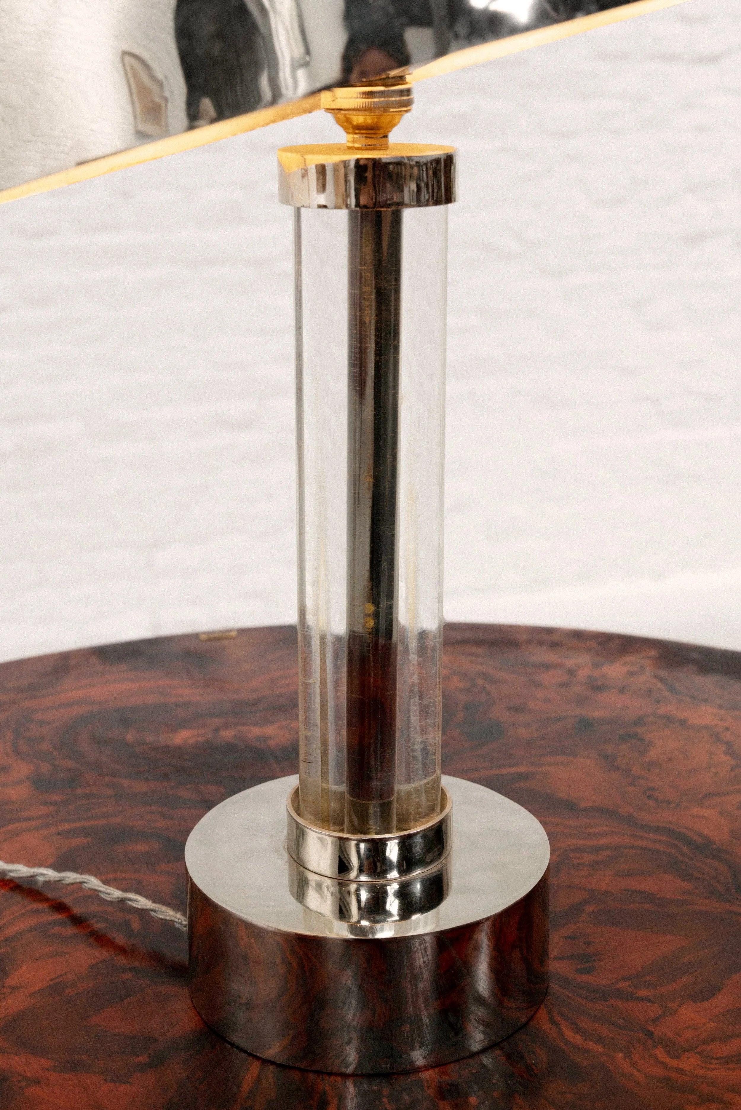 French Modernist Nickel-Plated Table Lamp Attributed to Jacques Adnet, 1940s — side angle