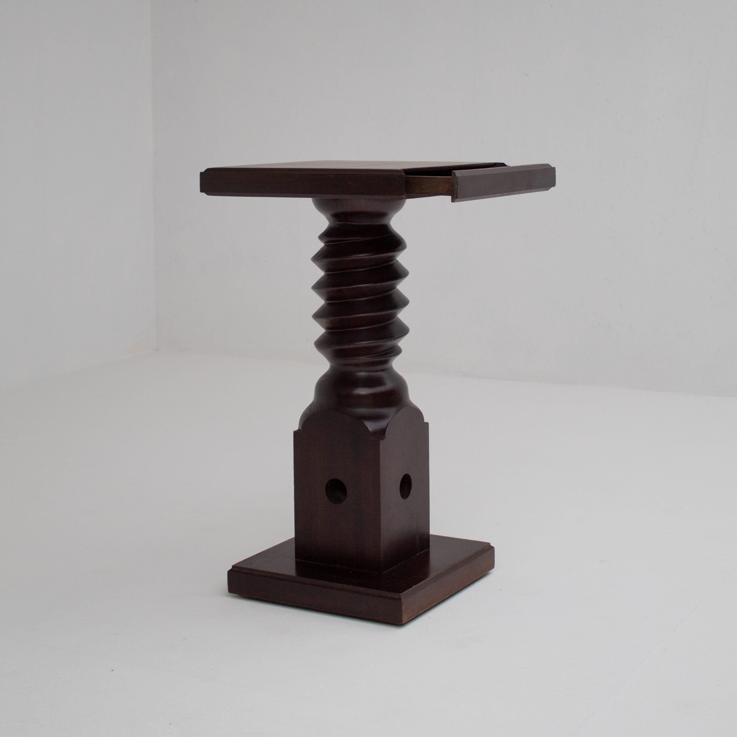 Vintage Wooden Pedestal Set in Stained Oak — lifestyle setting