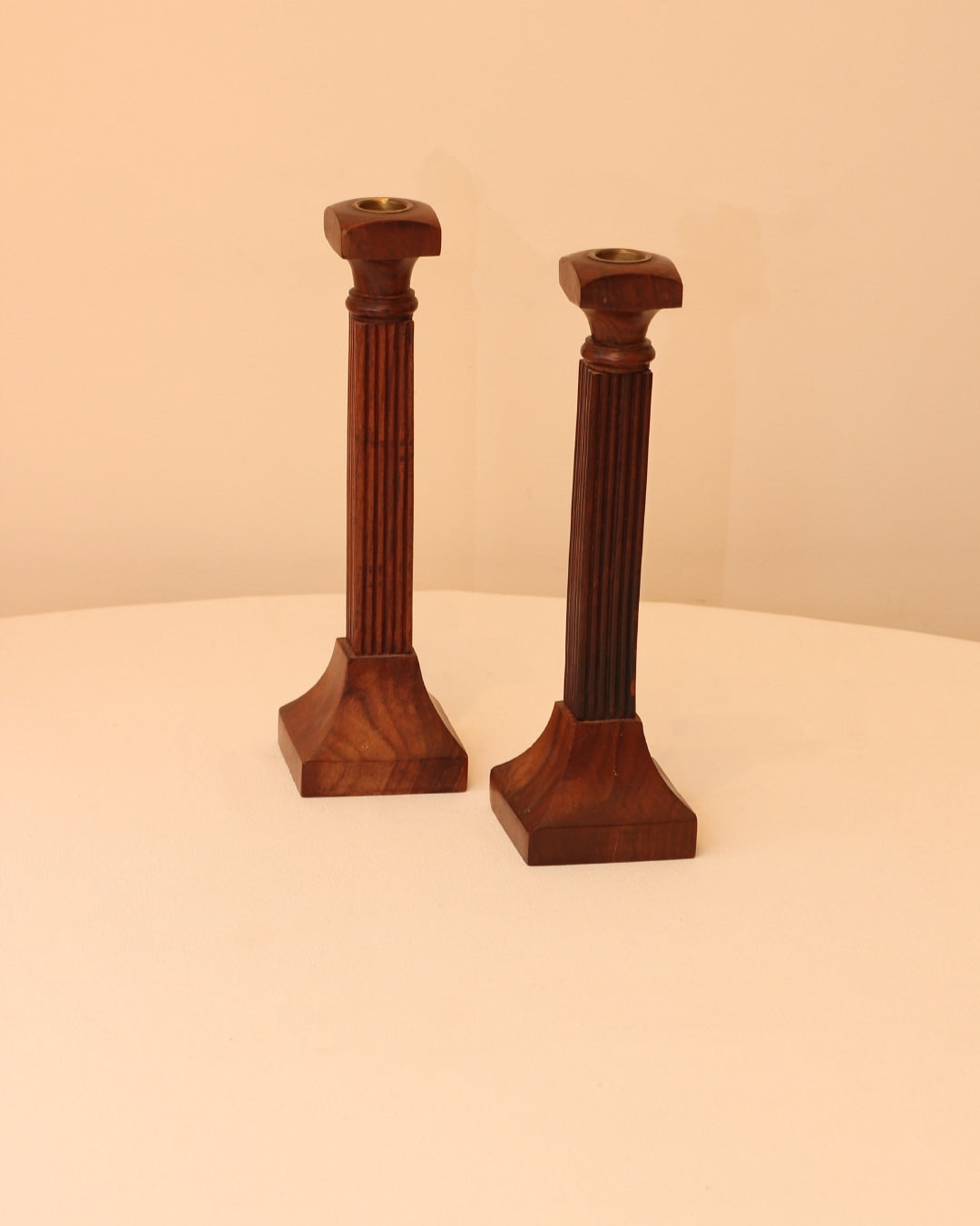Wooden Candle Holders — side angle
