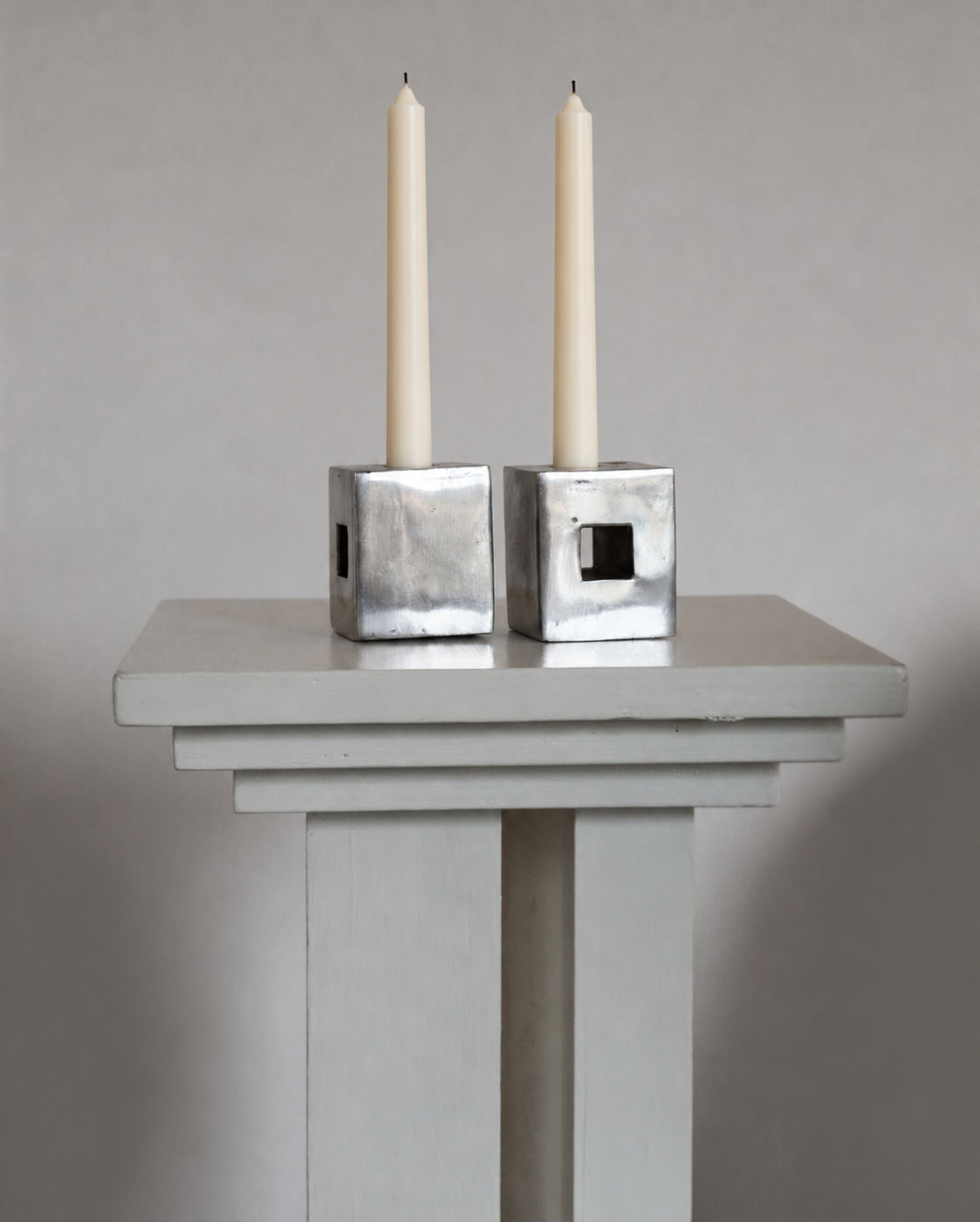 Cube candlestick holders — detail view