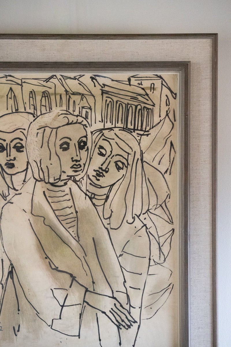Mid-Century Ink On Paper by Erik Heinerttz — close-up of ink details on paper