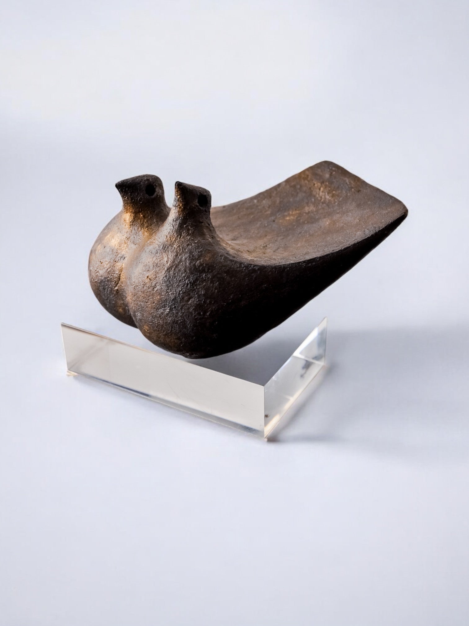 Ceramic abstract birds sculpture by Sousa, Spain, 1970's — side angle