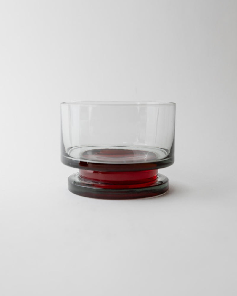 Vintage 1970s Drinking Glasses Set of 8, Grey Glass with Red Stem, Wide Bowls for Champagne Wine or Desserts, Retro Table Decor, Gift Idea — detail view