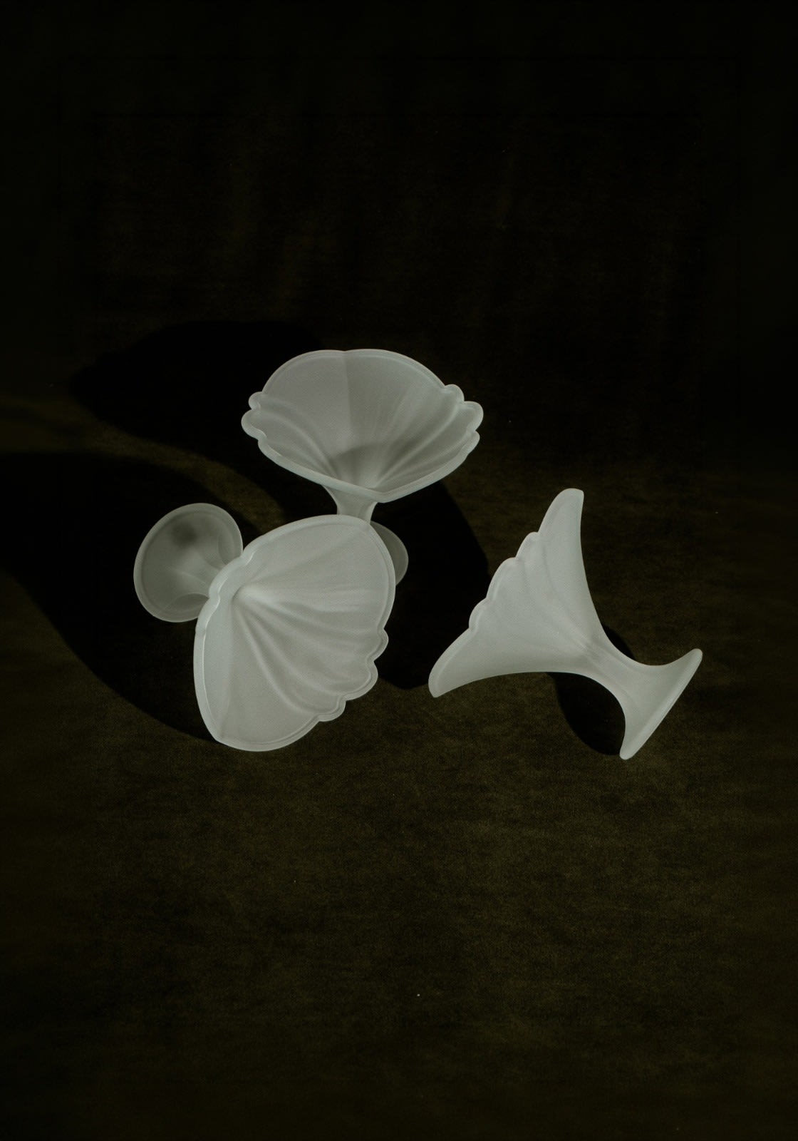 Set of 3 Italian Frosted Glass Dessert Cups — detail view