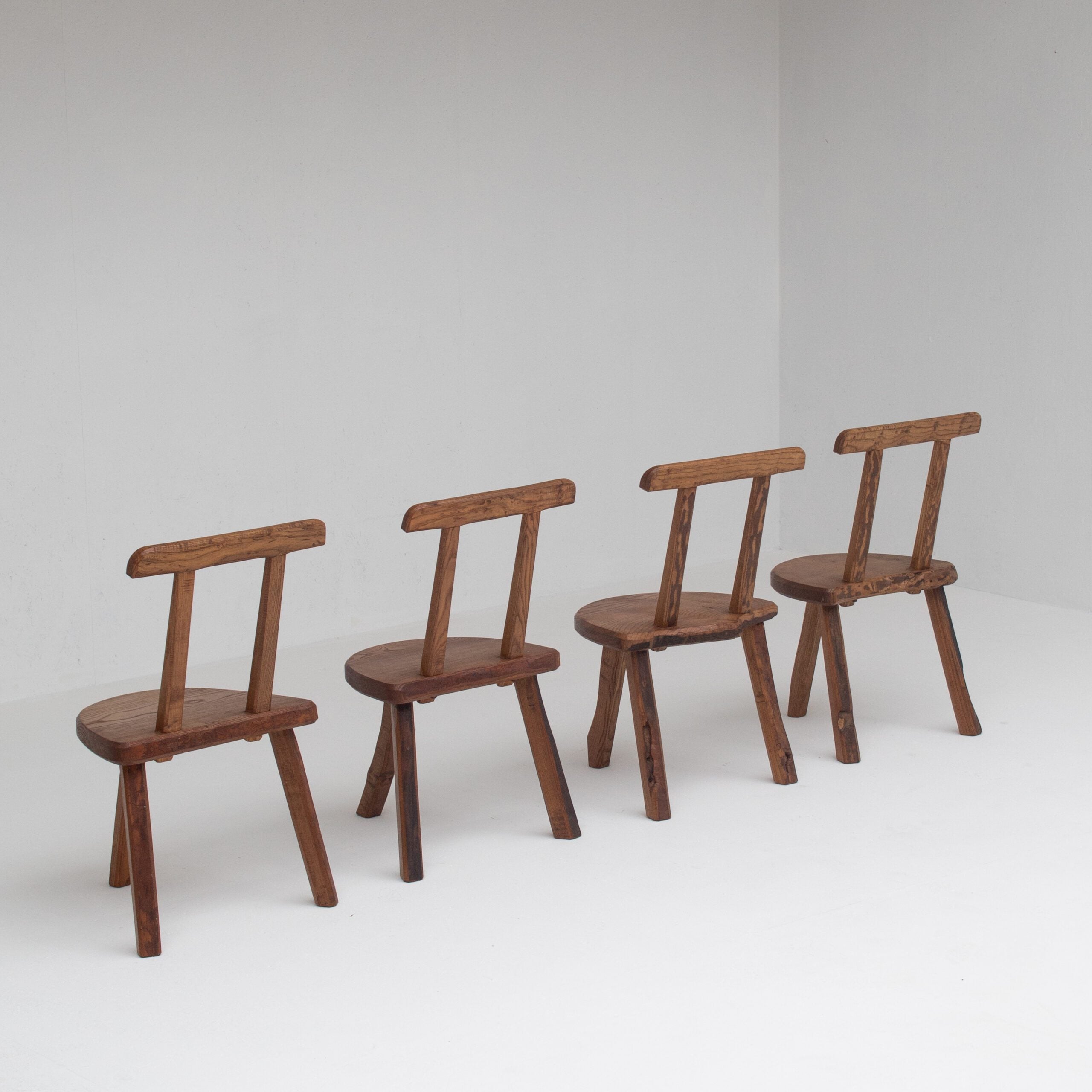 Set of 4 Rustic Wooden Chairs — additional view
