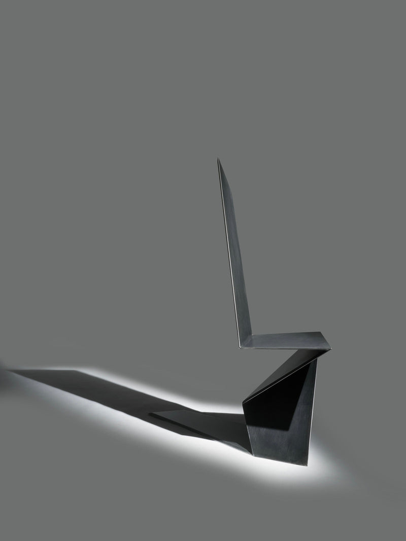 DARK SIDE chair in metal, aluminum and black patina by Orfeo Studio | The Oblist — modern black design