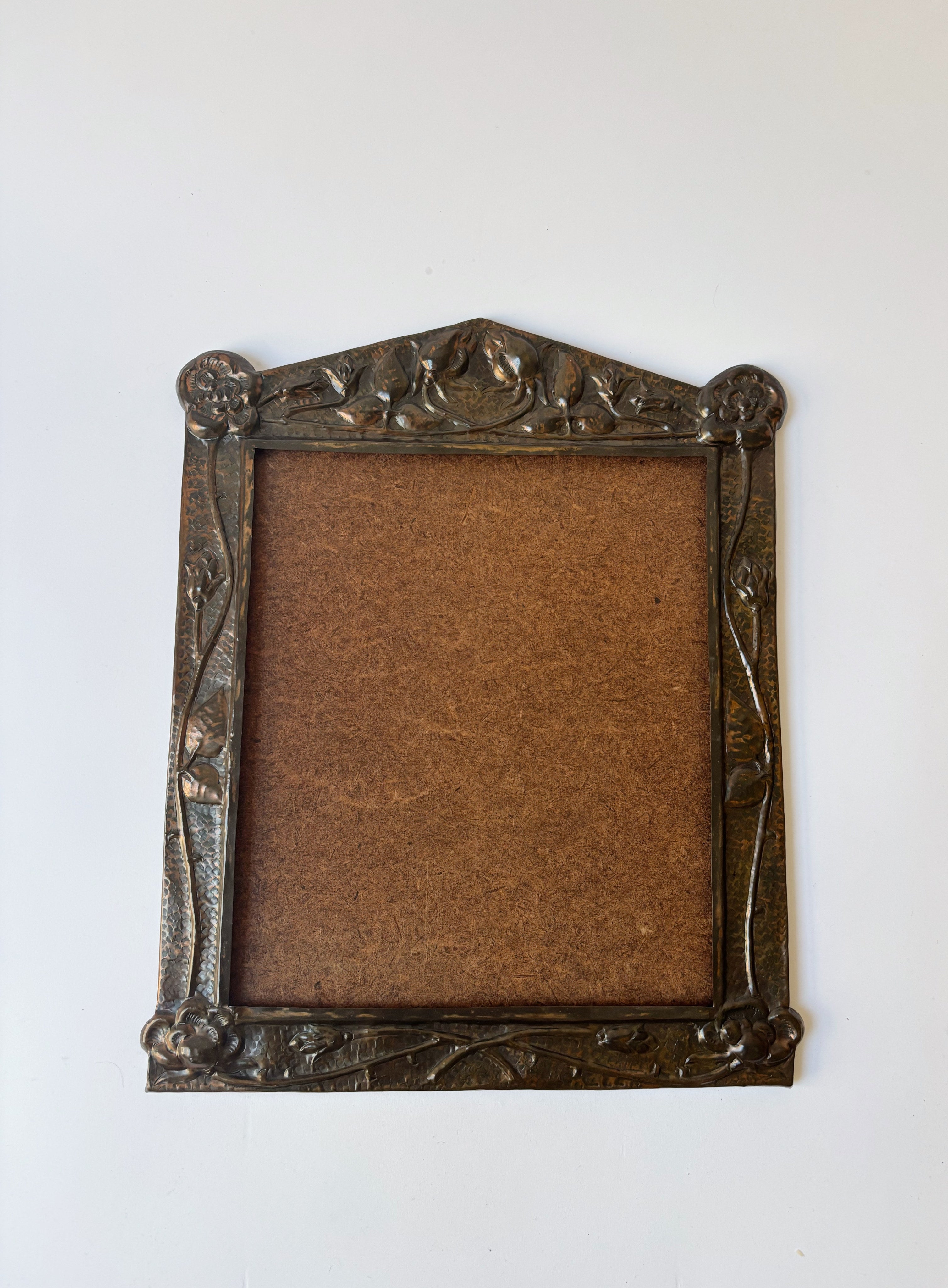 Repoussé Folk Art Copper Frame, c. 1970's-1980's Poland — side angle