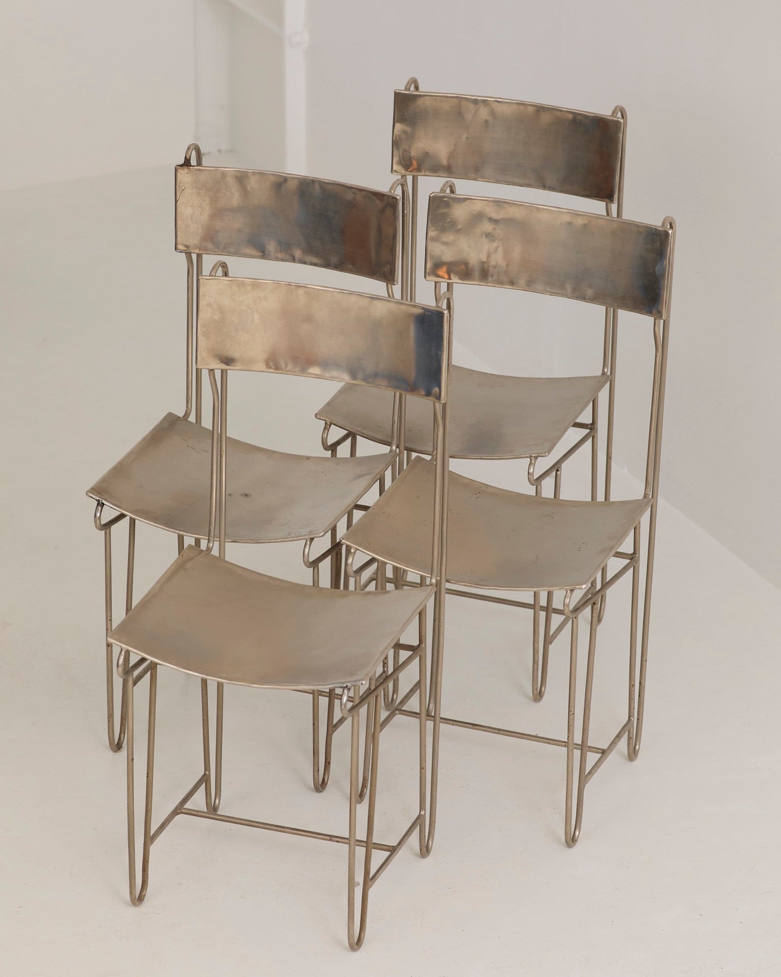 Set of 4 Metal Artist Dining Chairs from France Circa 1960-70