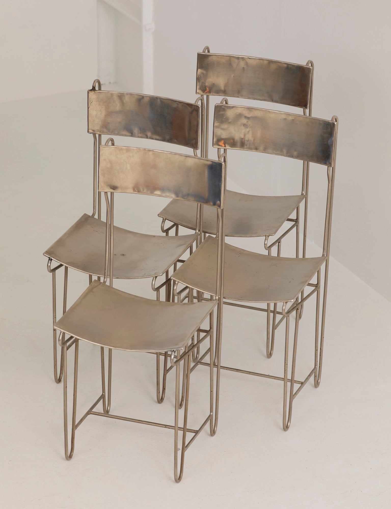 Set of 4 Metal Artist Dining Chairs from France Circa 1960-70