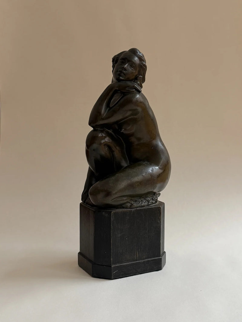 Bronze Sculpture of a Seated Woman by Galerie Storm | The Oblist — handcrafted dark bronze finish