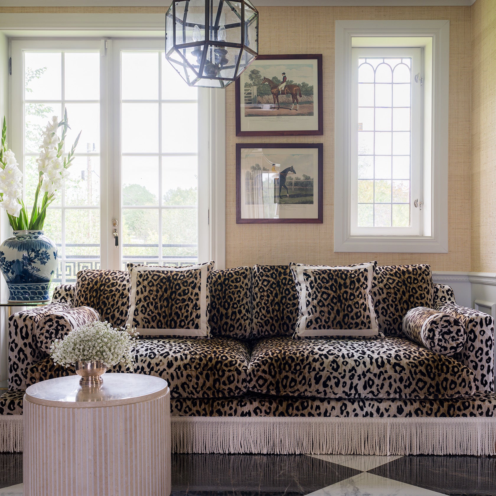 Orlando Sofa 230 cm - Leo Velvet & Ivory Fringe — close-up