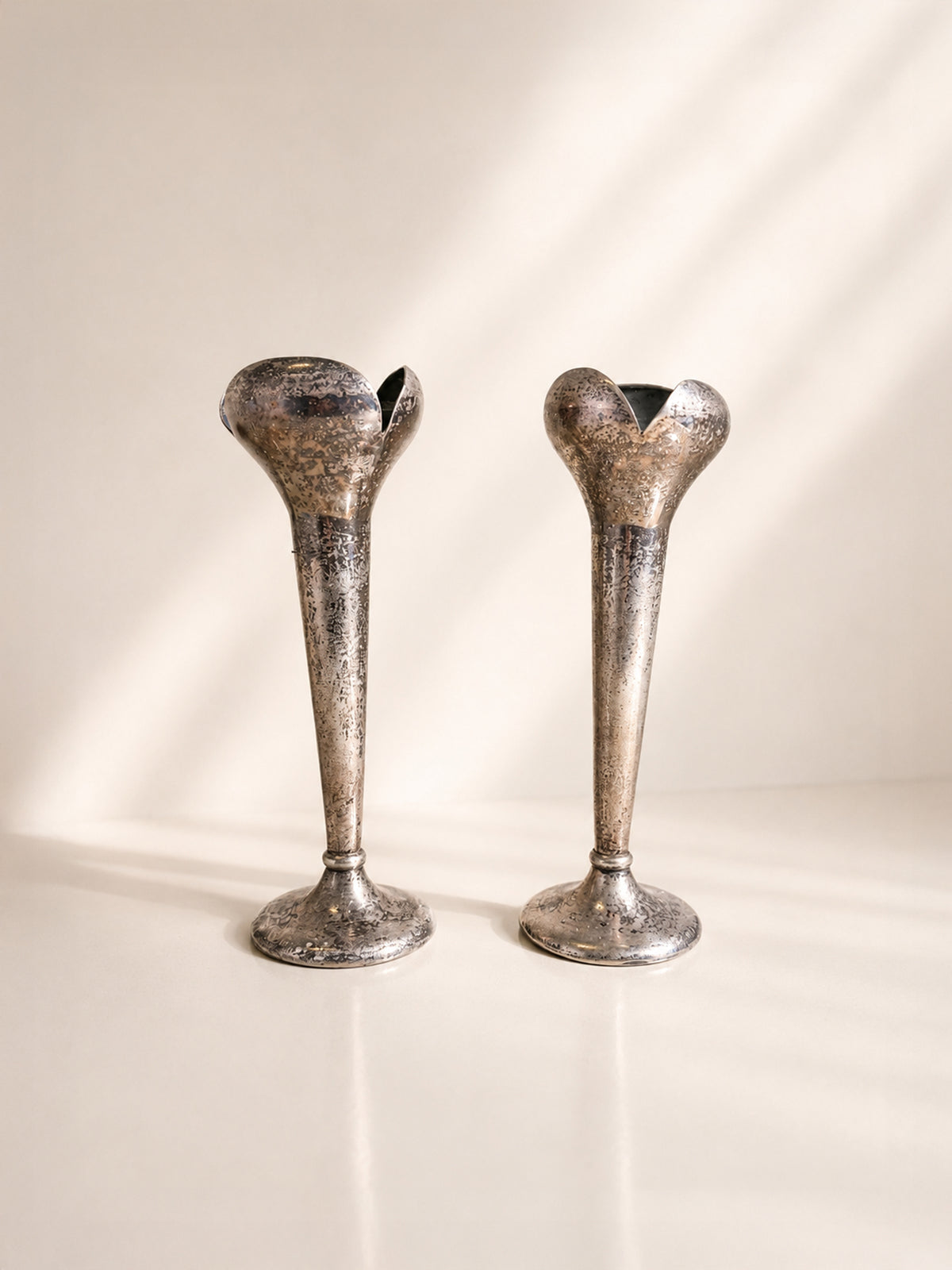 Pair of Gio Ponti Silver-Plated Bud Vases / Candlesticks for Calderoni - 1930s — side angle