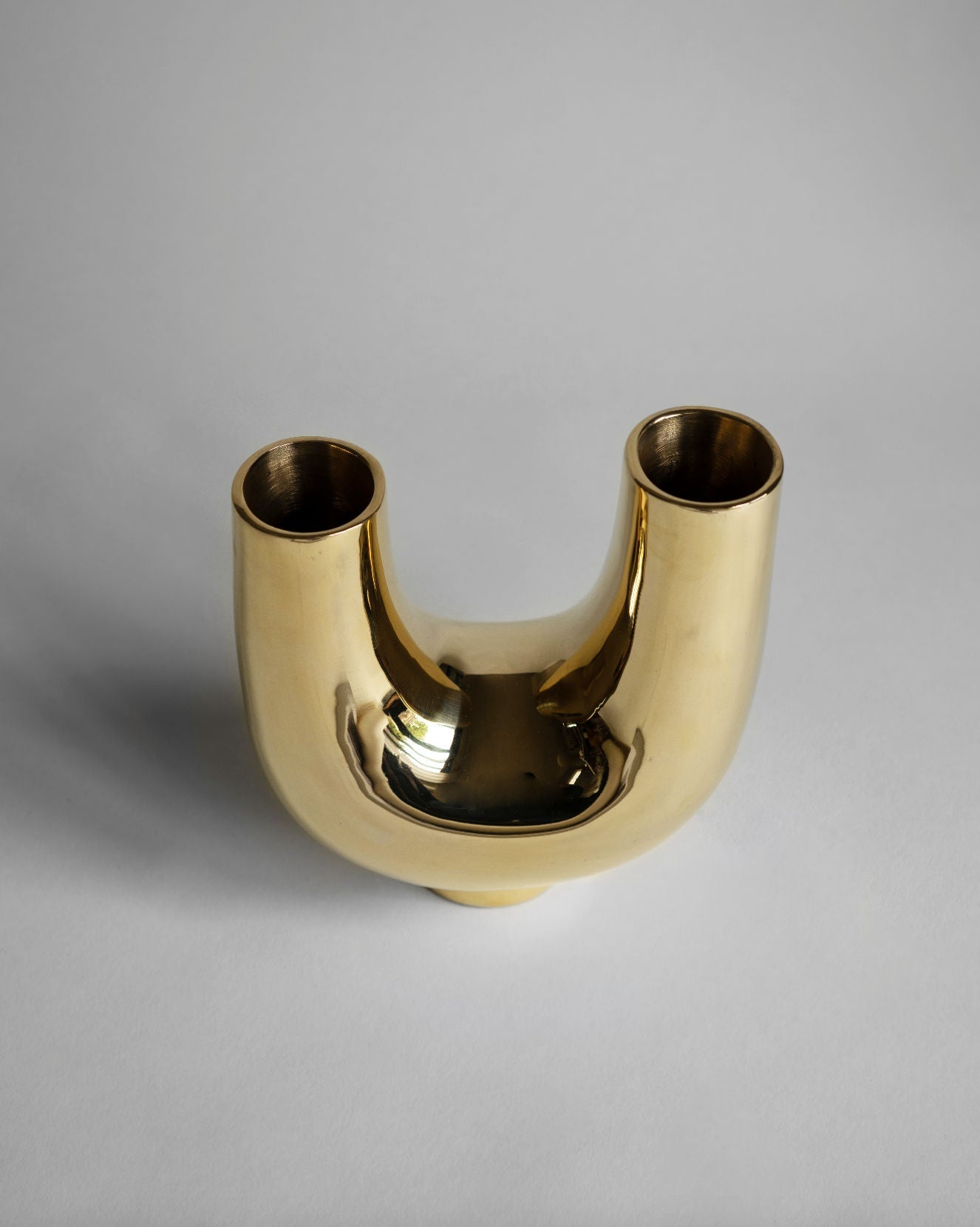 Kazumi Vase - Brass — top view of polished brass surface
