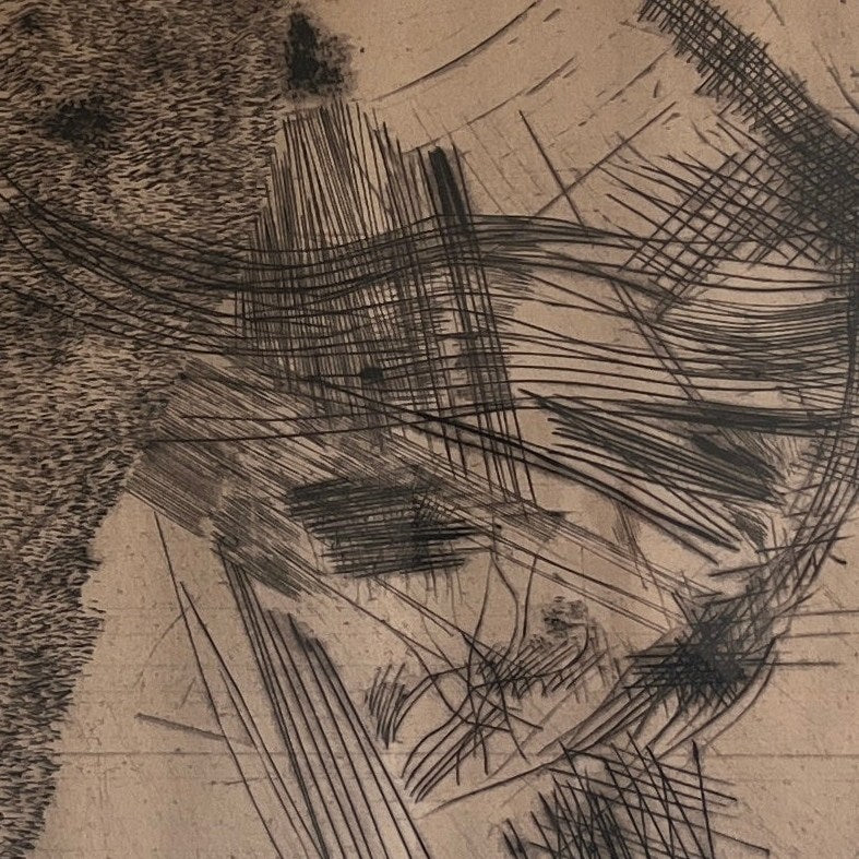 Swedish Lithograph by Ulf Trotzig — textured black ink on paper