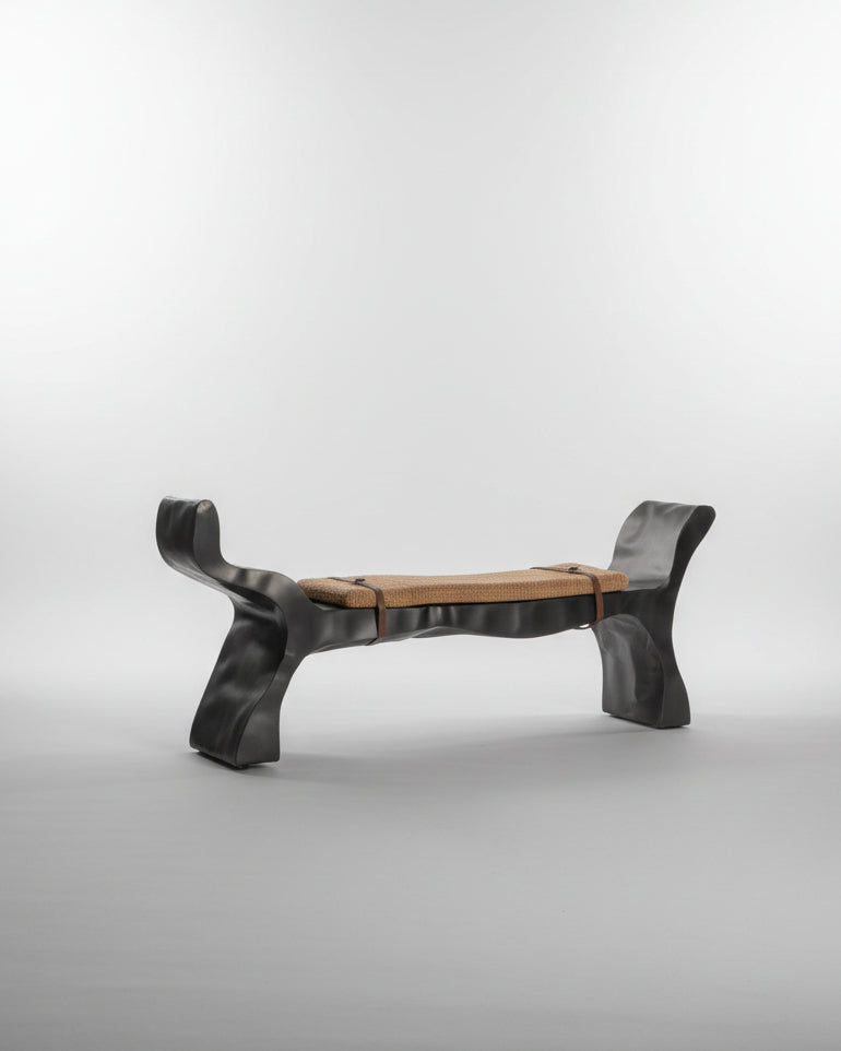 Stainless Steel Bench - Levitar Series by Nitush Aroosh — side angle