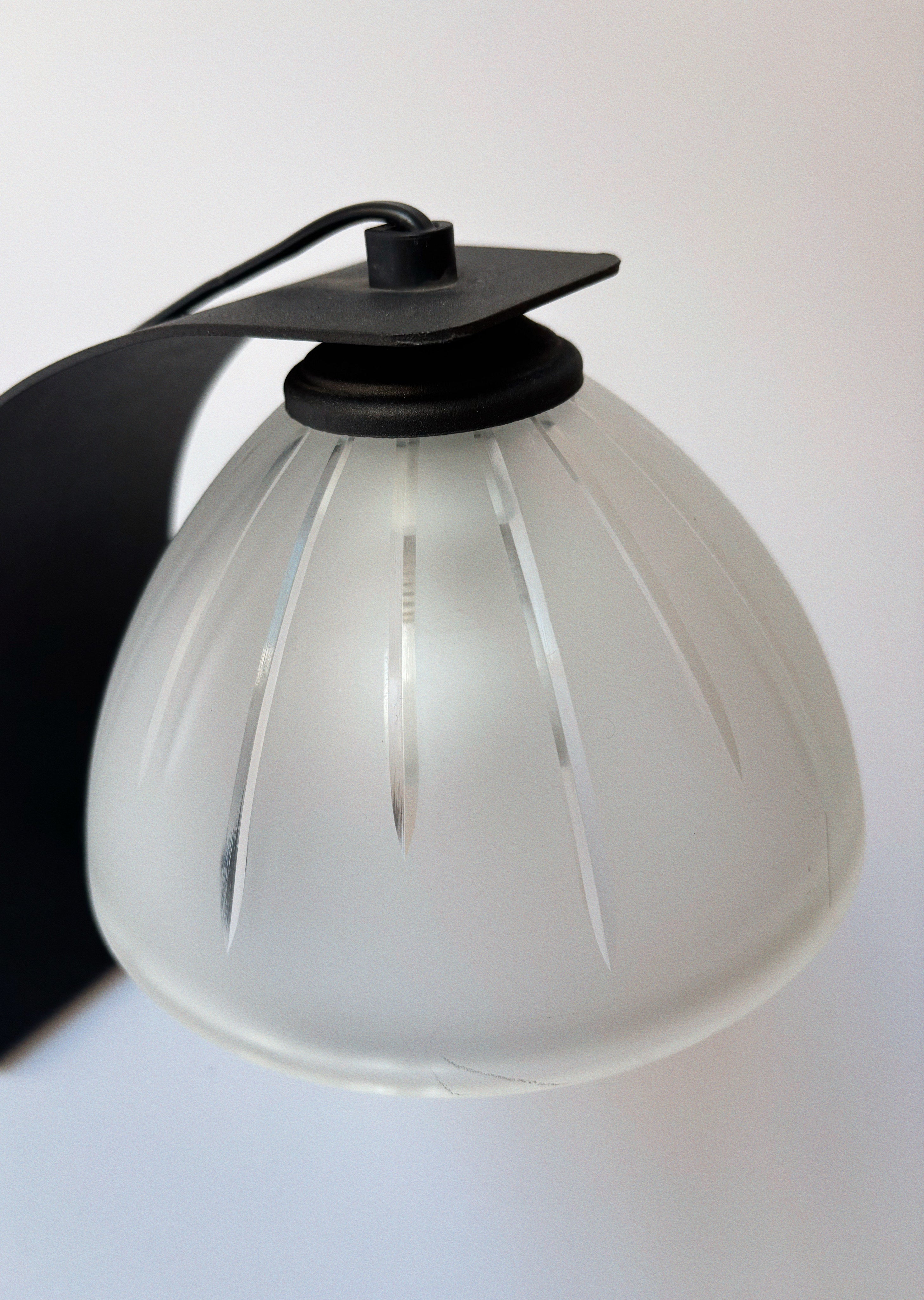 Arched Metal and Glass Lamp, Italy c. 1990’s - 2000’s — back view highlighting frosted glass shade