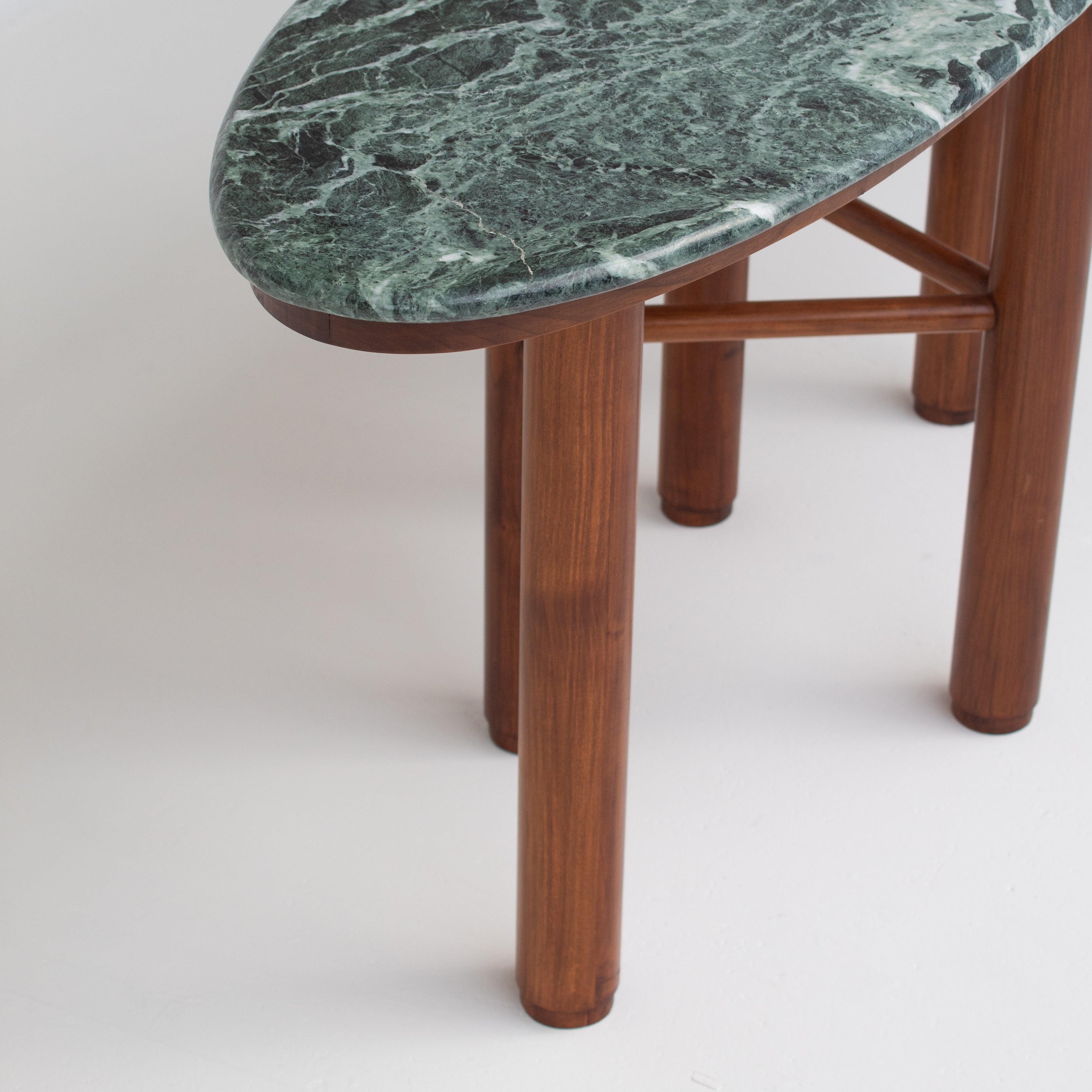 Mid Century Italian Side Table/Console with Green Marble Top — side angle