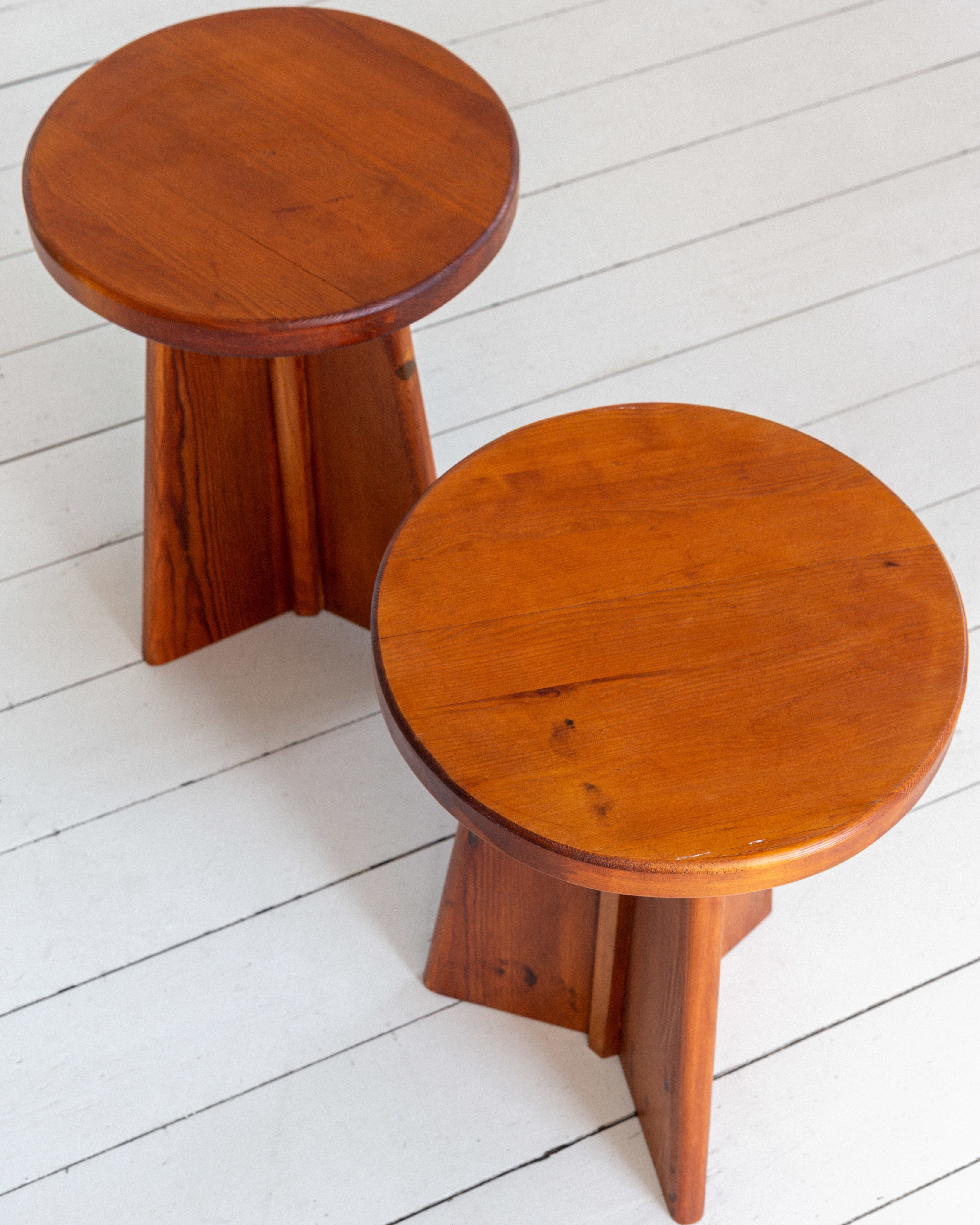 Pair of Vintage Swedish Pine Stools
