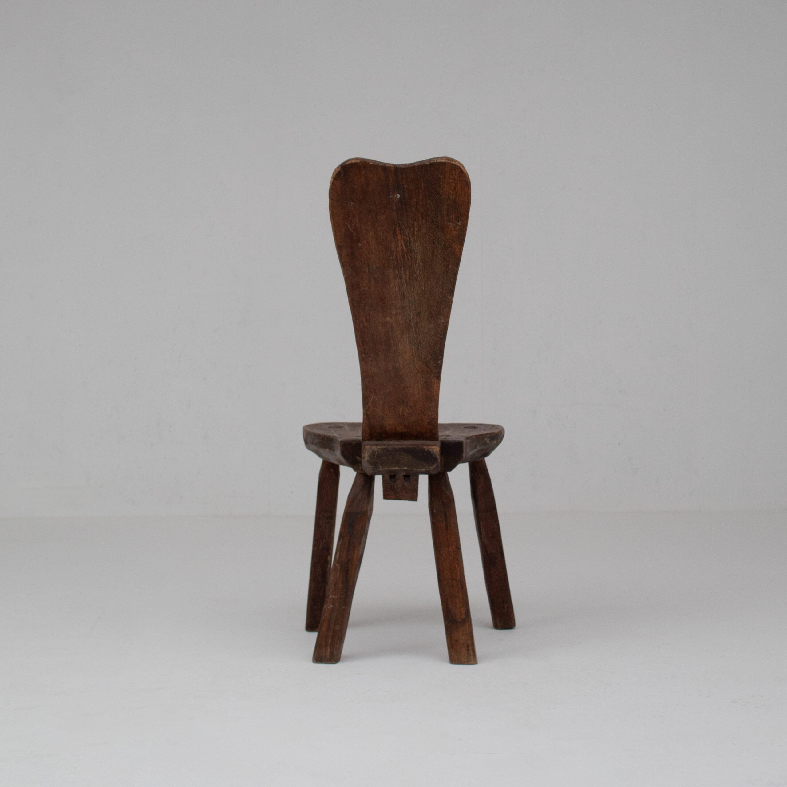 Brutalist Oak Stools with Backrests — alternate view