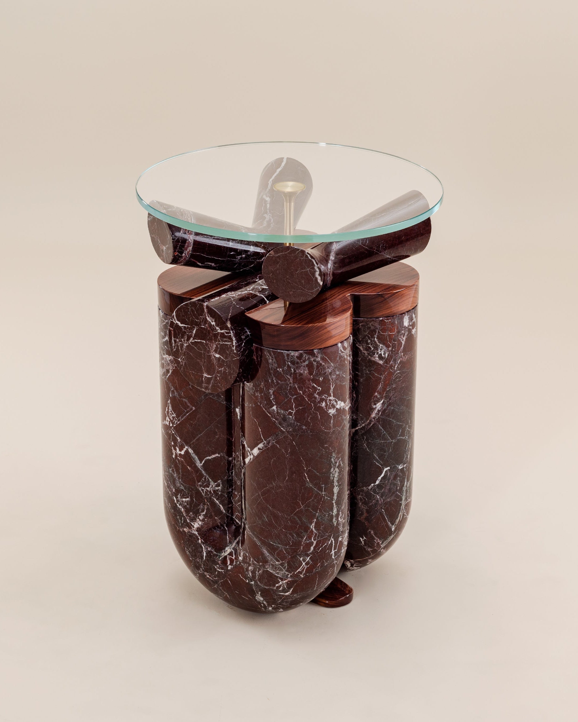 Ceti Side table by Studio Karim Choueri | The Oblist — marble and wood construction