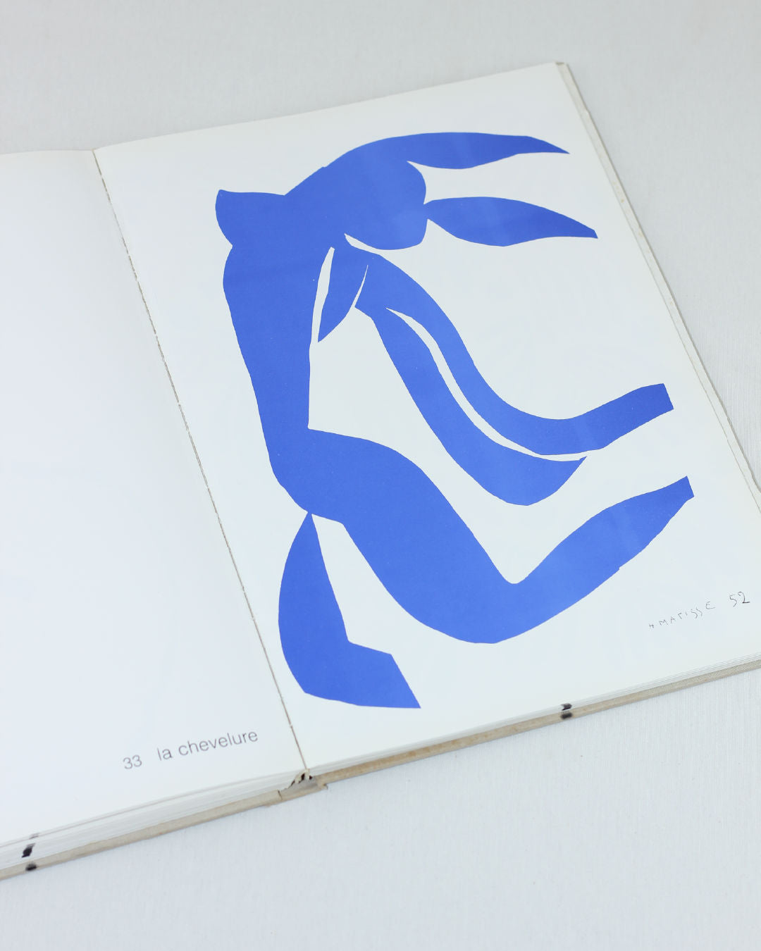 Matisse Paper Cutouts — open book with blue cutout art on page