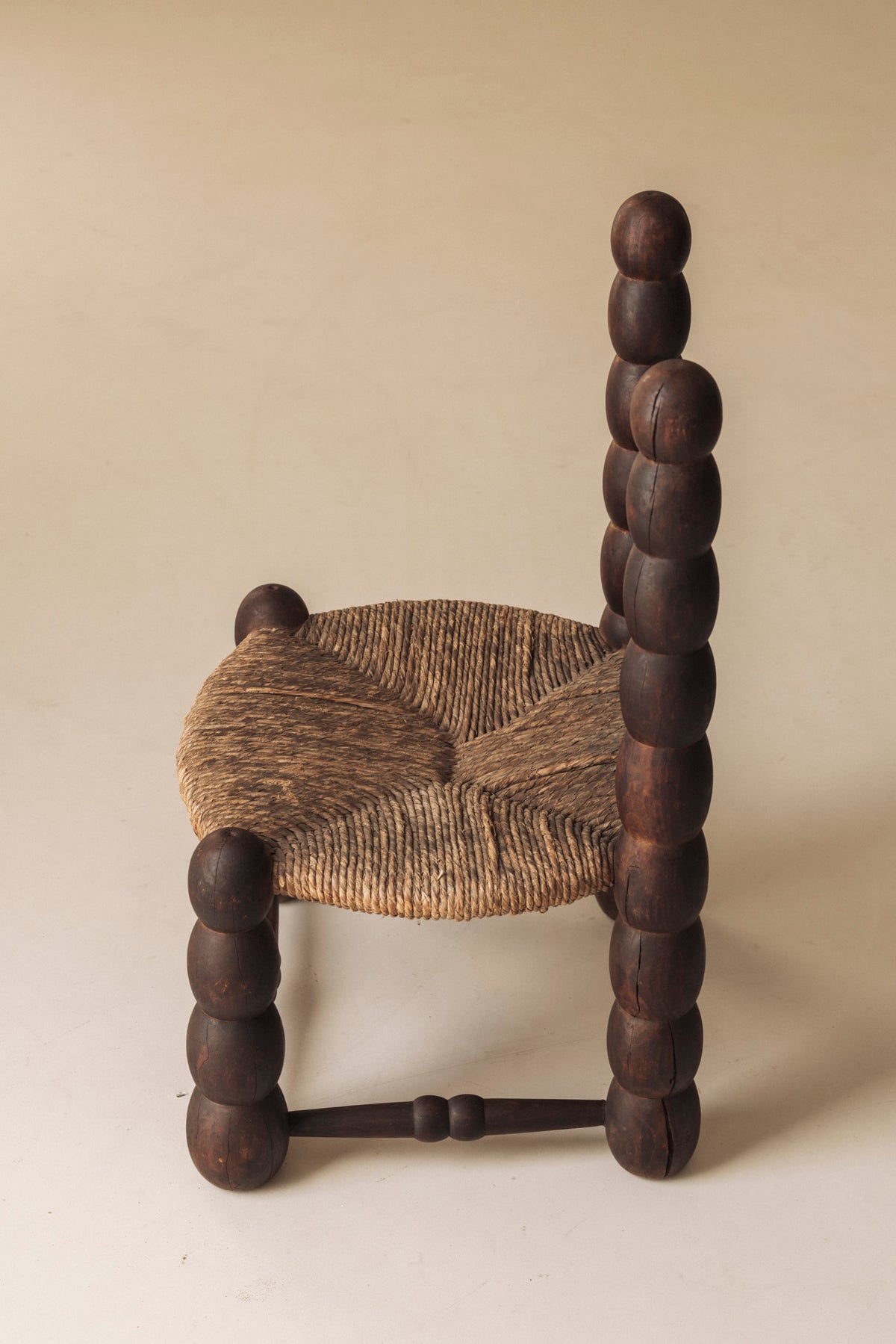 Pair of Spanish Bobbin-Turned Side Chairs with Rush Seats, Early 20th Century — view 10