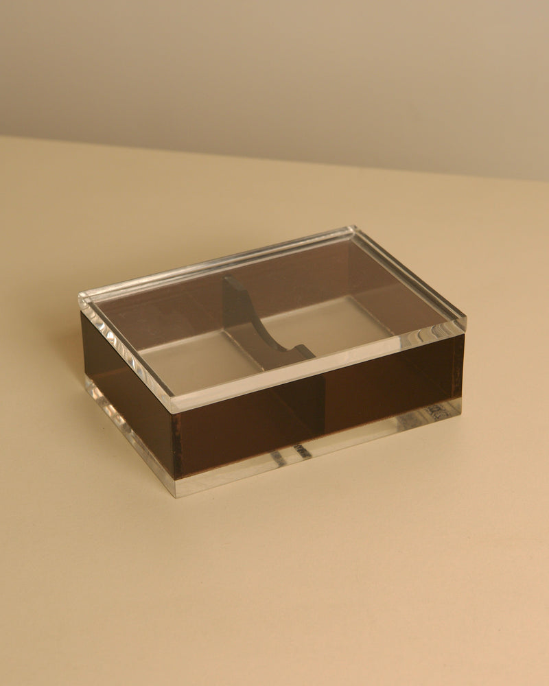 Italian smoked and clear plexiglass box, 70s by Treaptyque | The Oblist